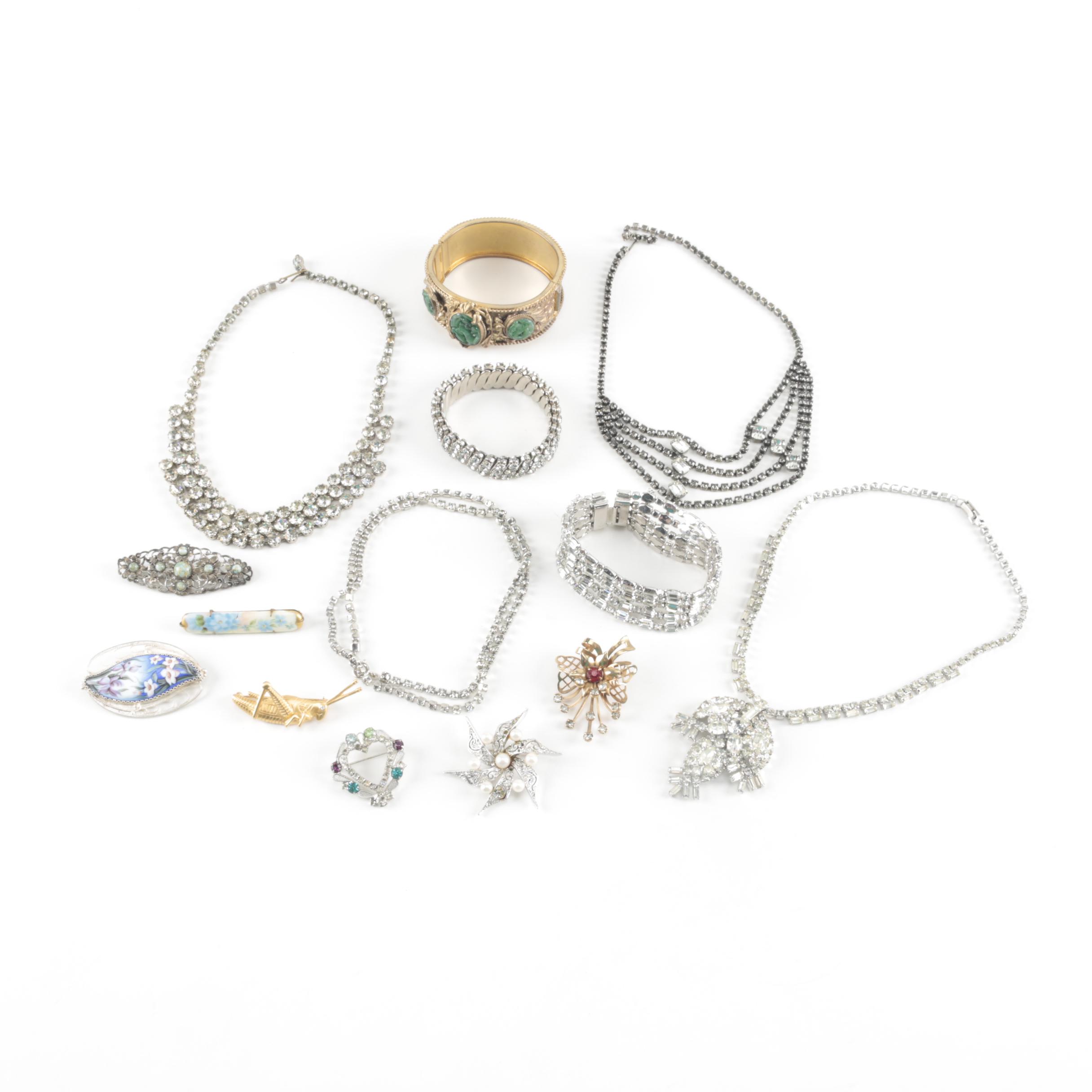 Vintage Brooches and Rhinestone Jewelry