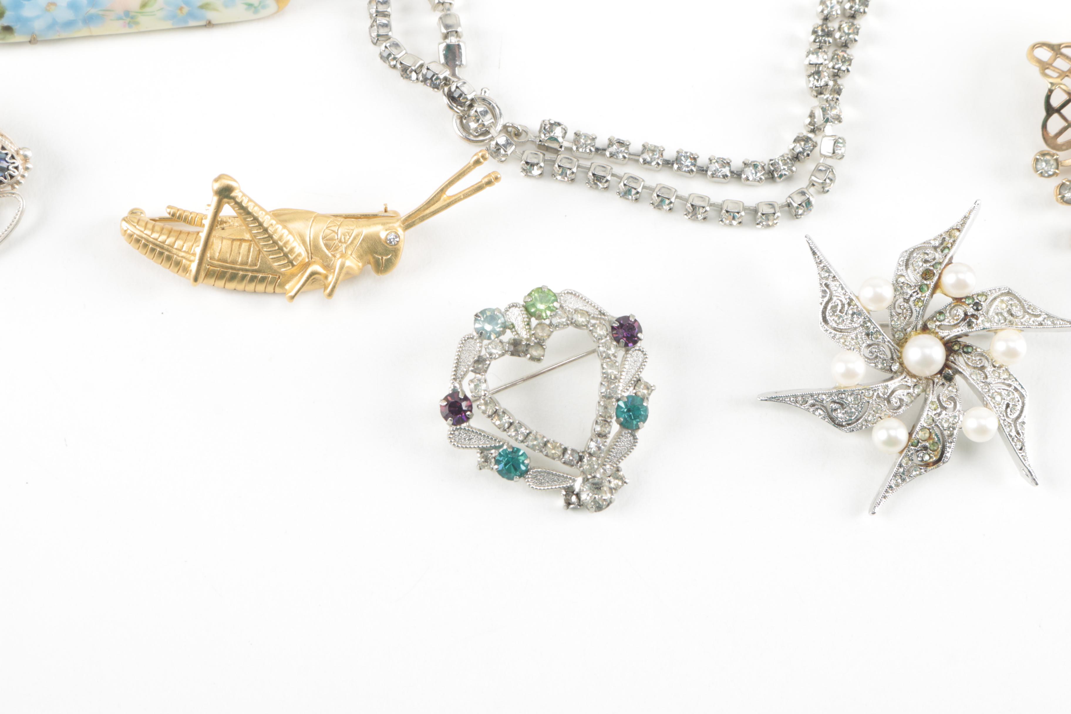 Vintage Brooches and Rhinestone Jewelry