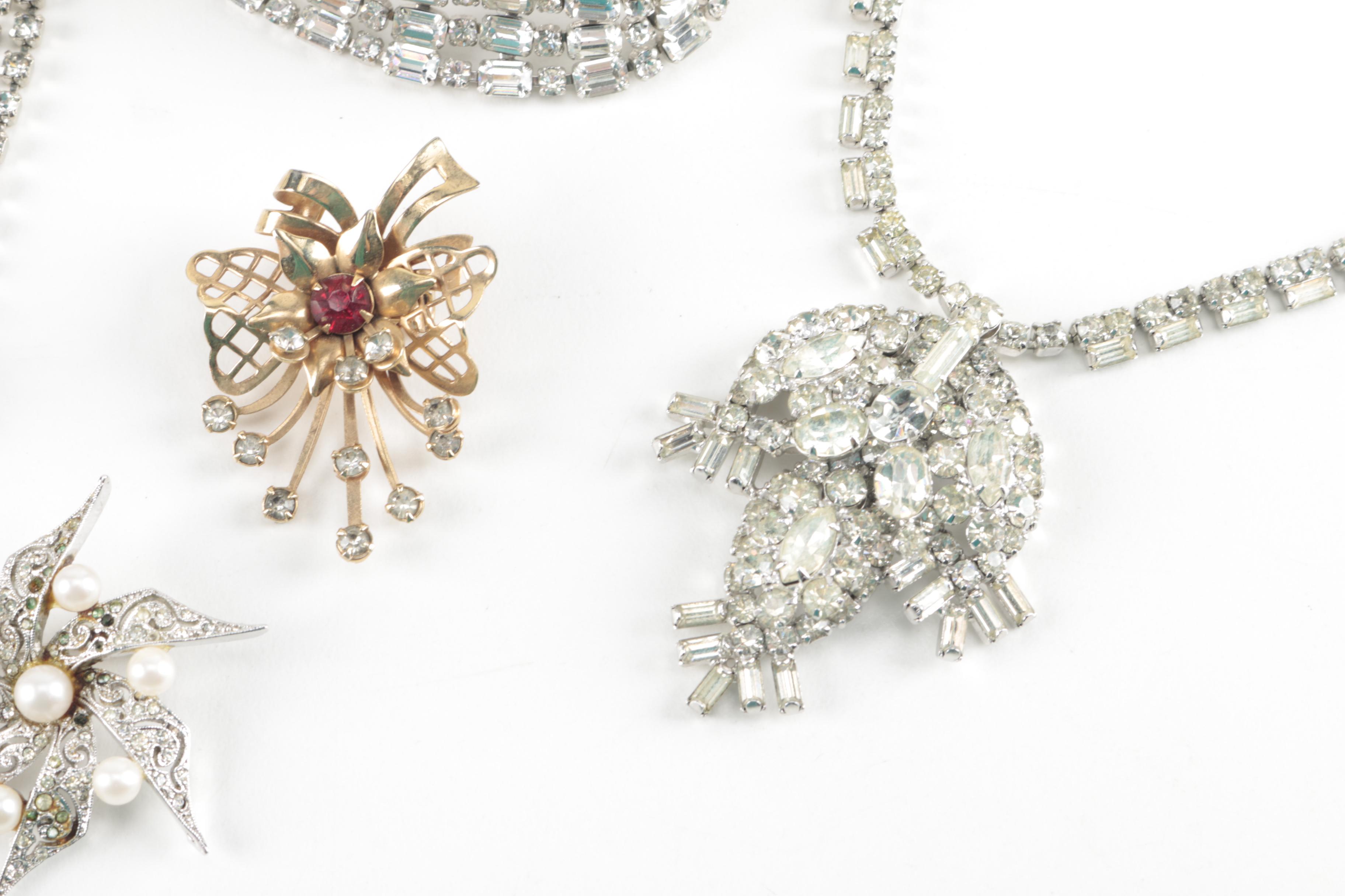 Vintage Brooches and Rhinestone Jewelry