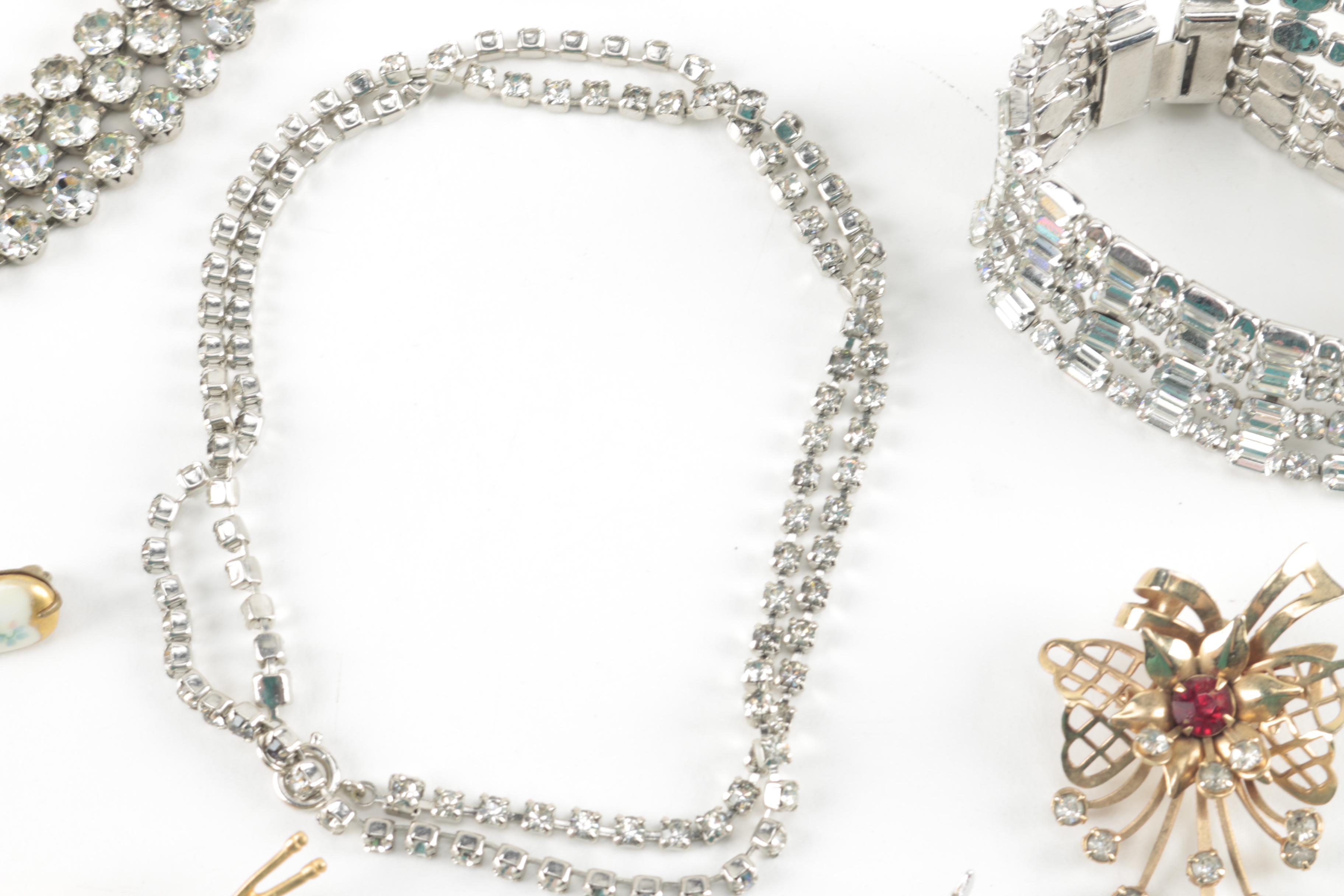 Vintage Brooches and Rhinestone Jewelry