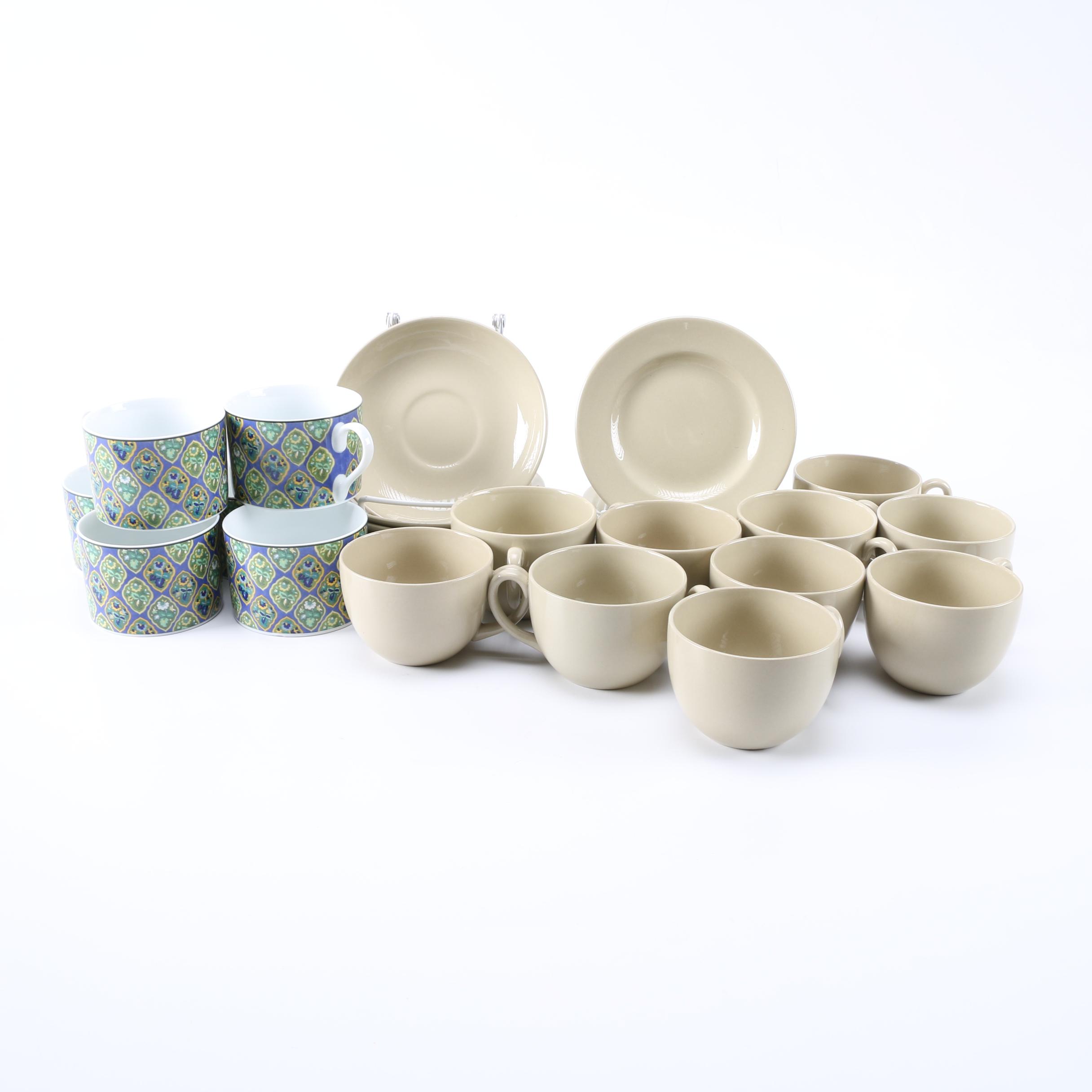 Wedgwood and Mikasa Cups, Saucers, and Small Plates