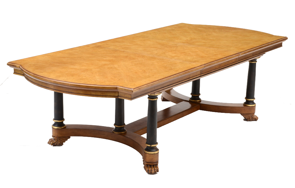 Set of Eight Century Furniture Thronos Chairs and Empire Table