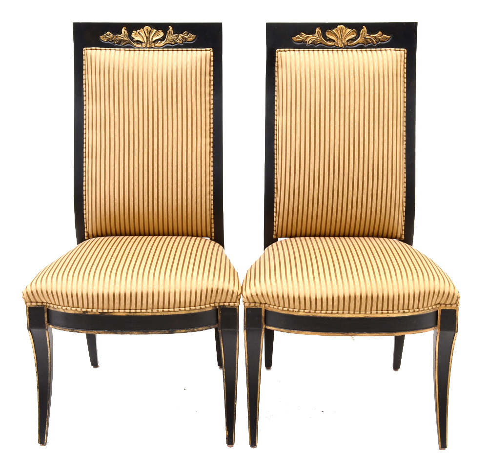 Set of Eight Century Furniture Thronos Chairs and Empire Table