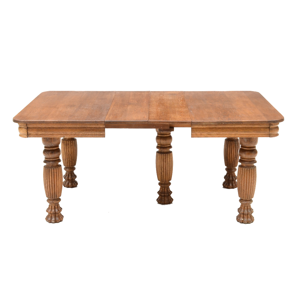Square Oak Five Leg Dining Table