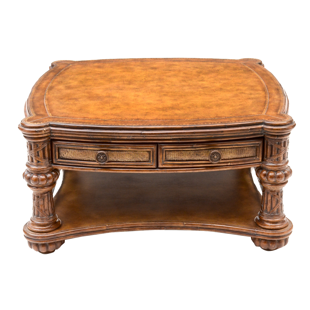 Decorative Leather Topped Coffee Table