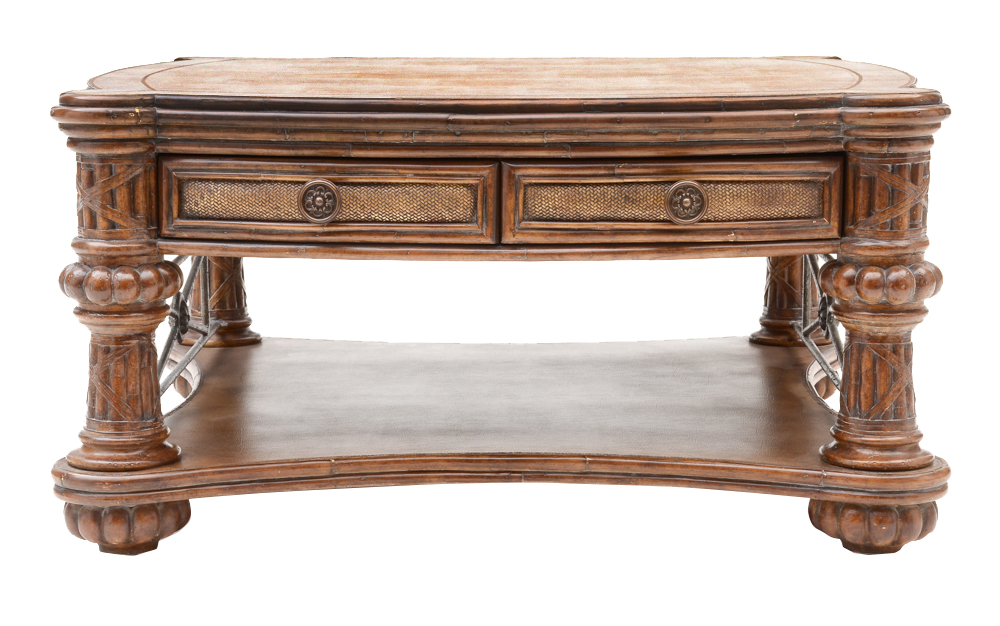 Decorative Leather Topped Coffee Table