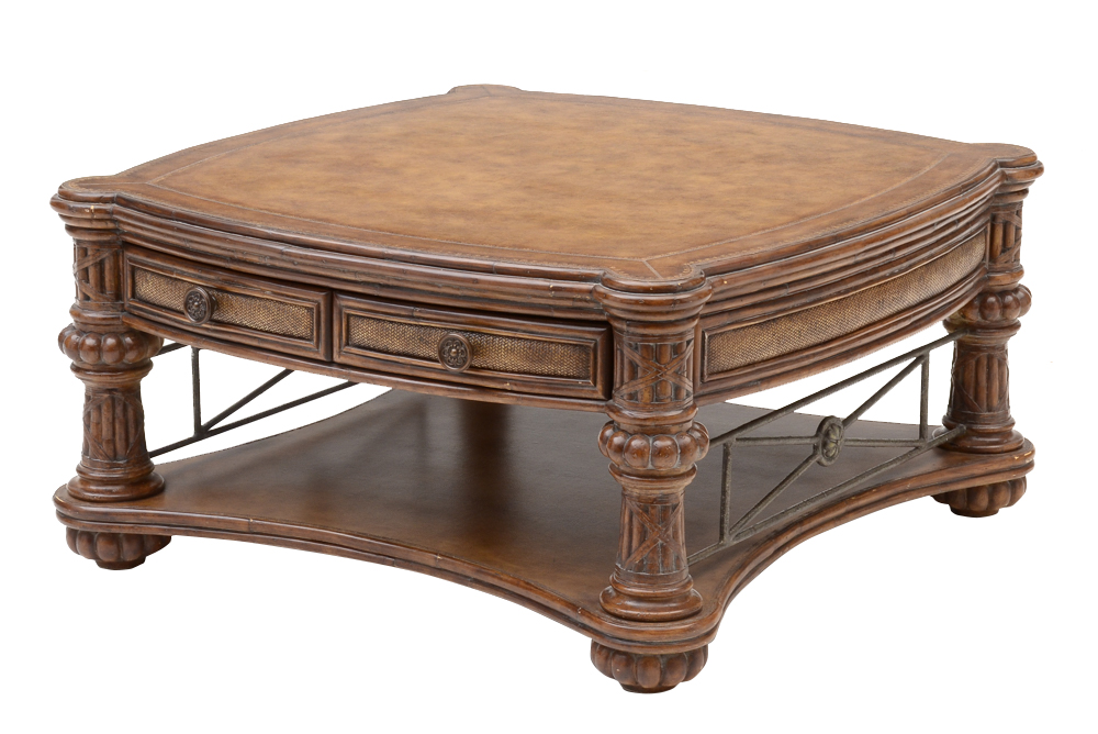 Decorative Leather Topped Coffee Table