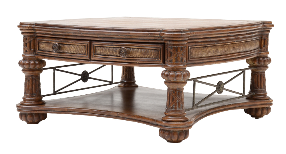 Decorative Leather Topped Coffee Table