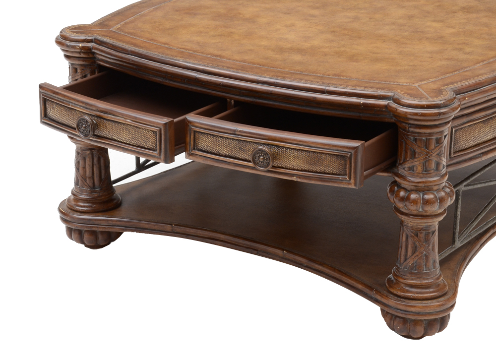 Decorative Leather Topped Coffee Table