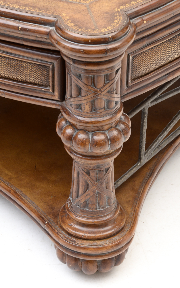 Decorative Leather Topped Coffee Table