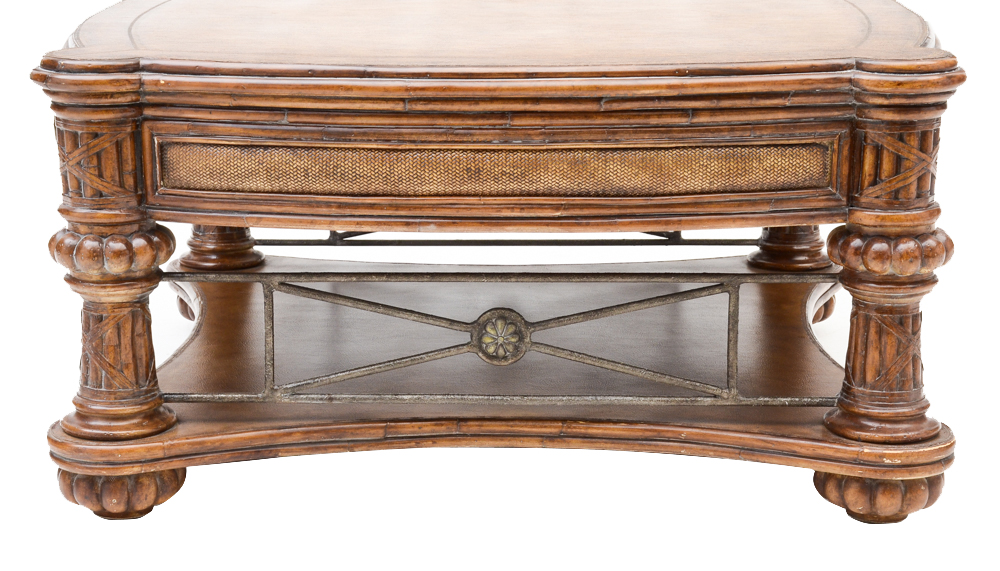 Decorative Leather Topped Coffee Table