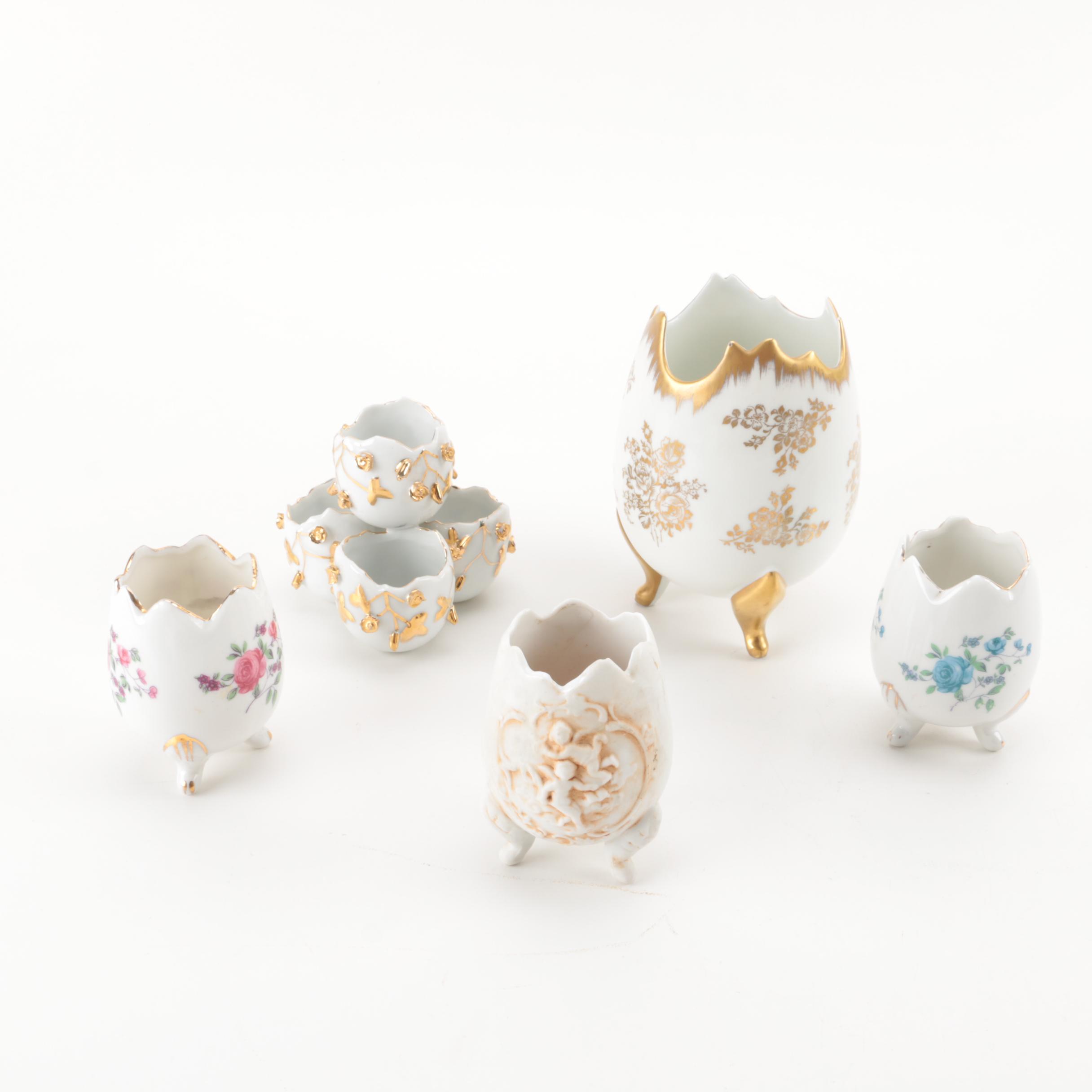 Hand Painted Porcelain Egg Shaped Decor