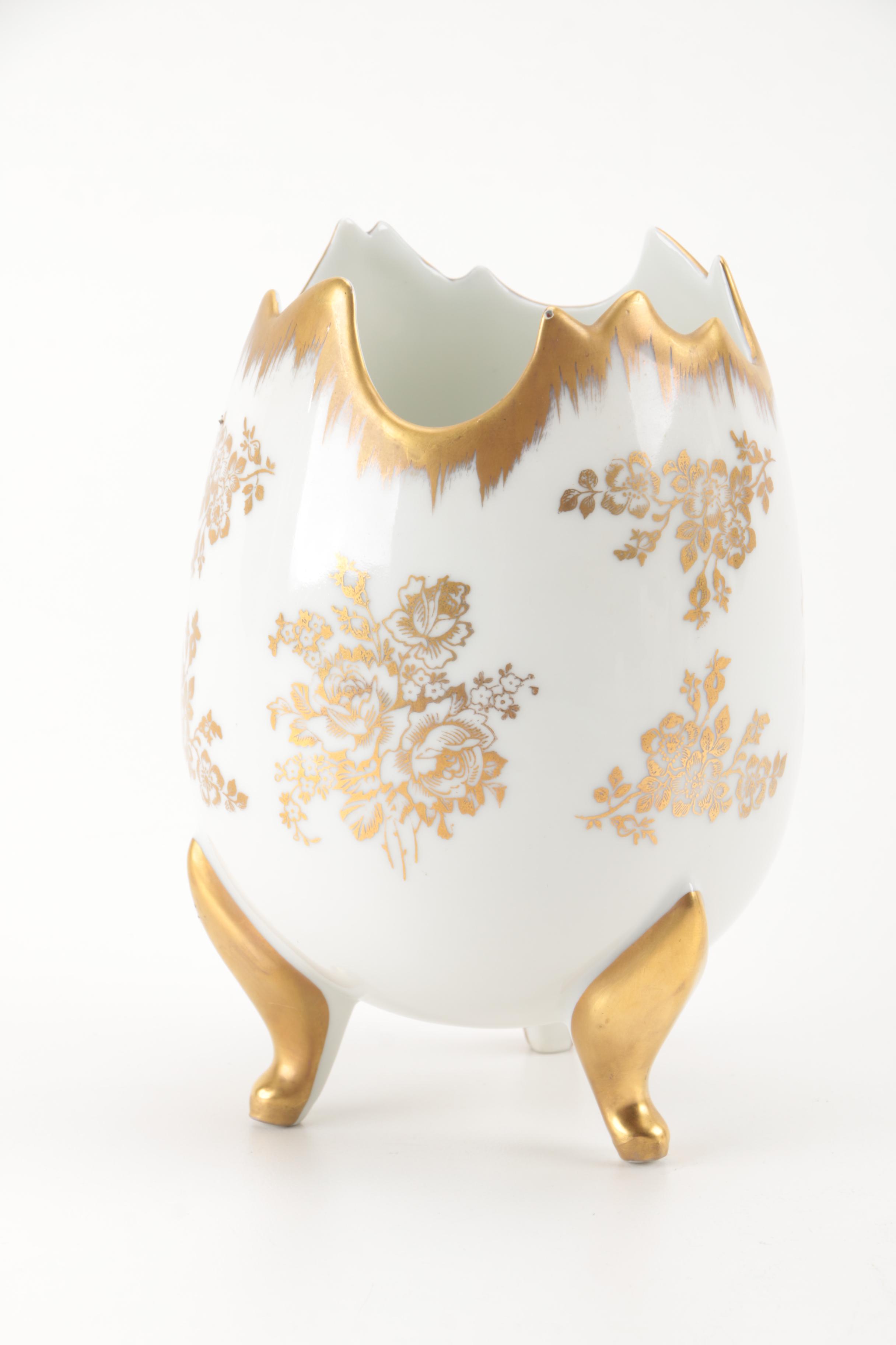 Hand Painted Porcelain Egg Shaped Decor