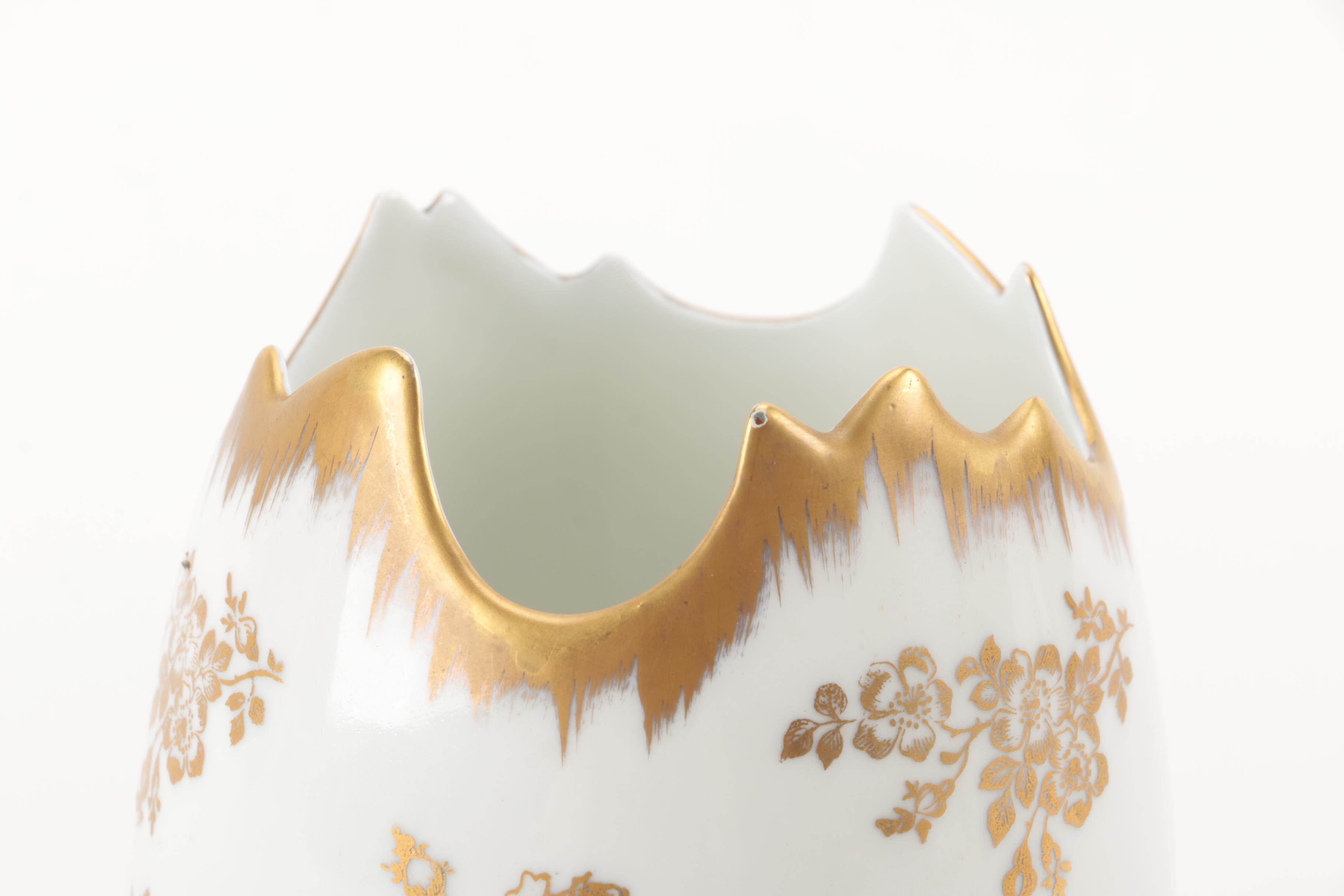 Hand Painted Porcelain Egg Shaped Decor