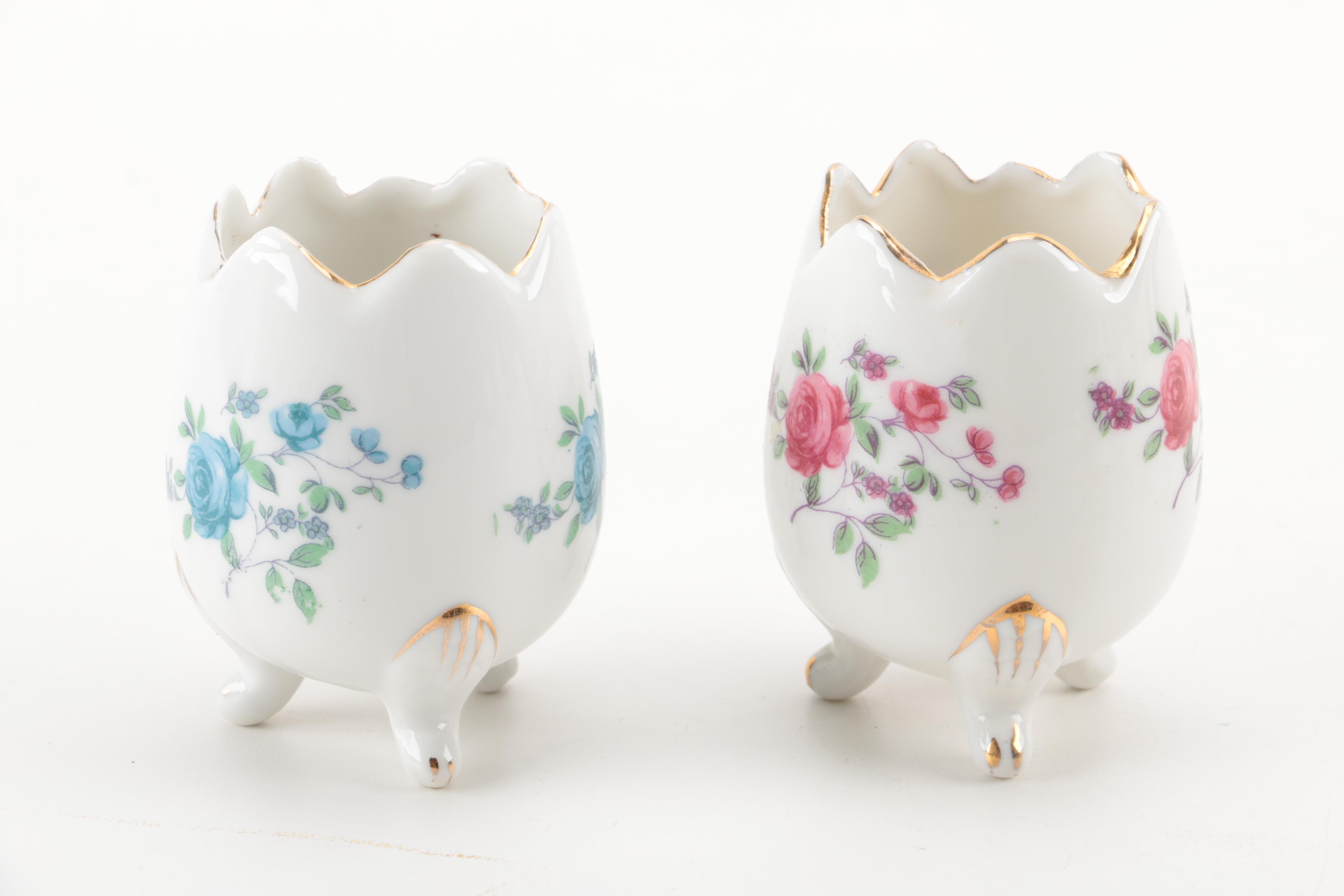 Hand Painted Porcelain Egg Shaped Decor