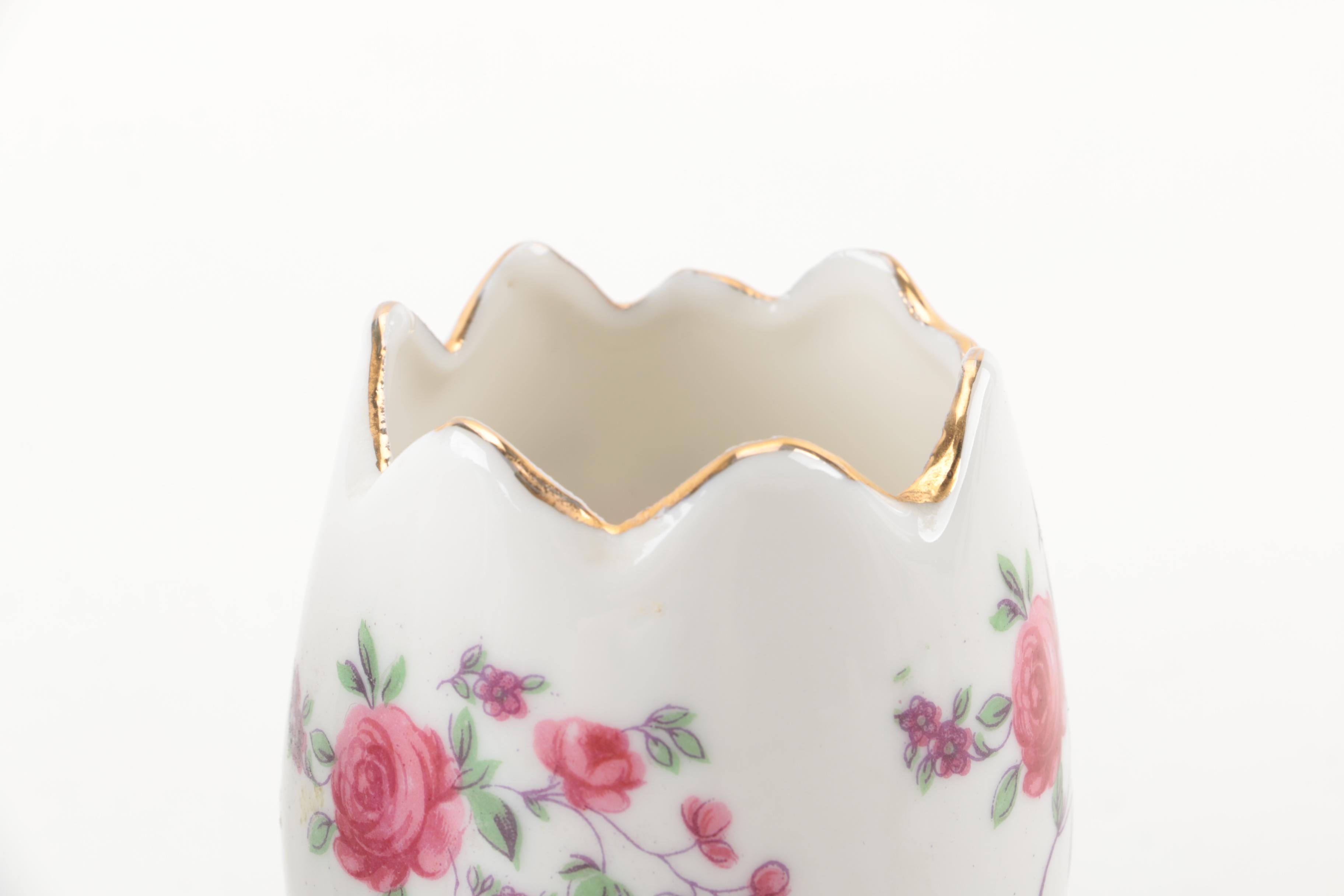 Hand Painted Porcelain Egg Shaped Decor