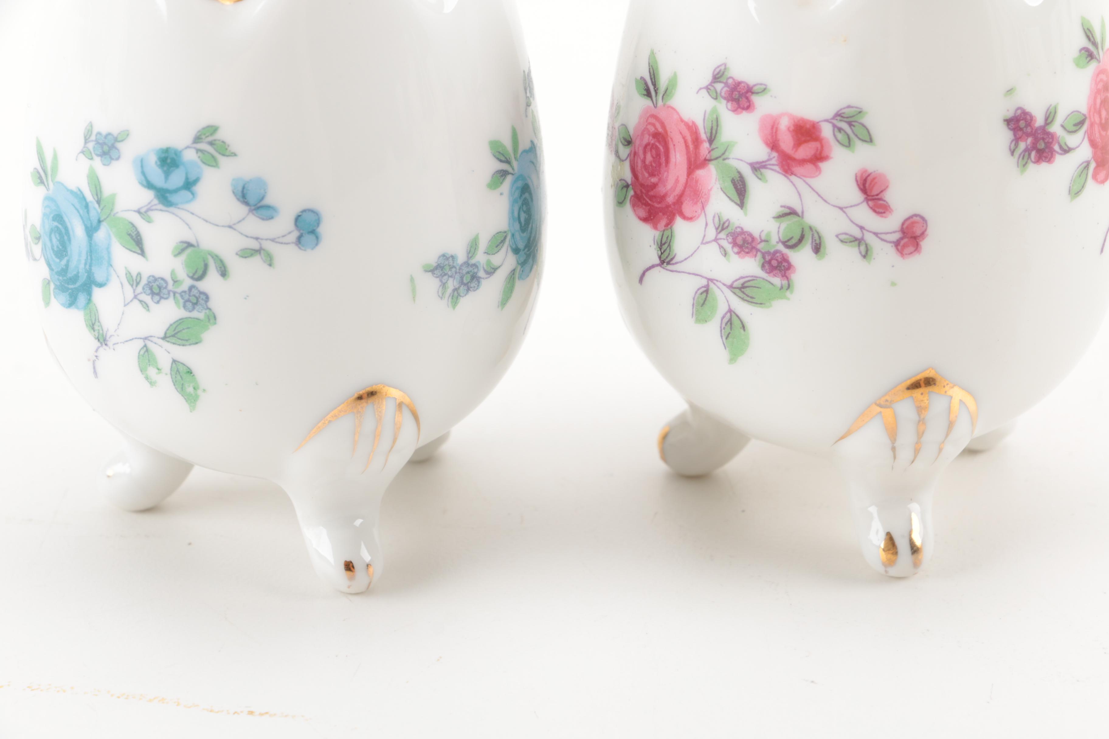 Hand Painted Porcelain Egg Shaped Decor