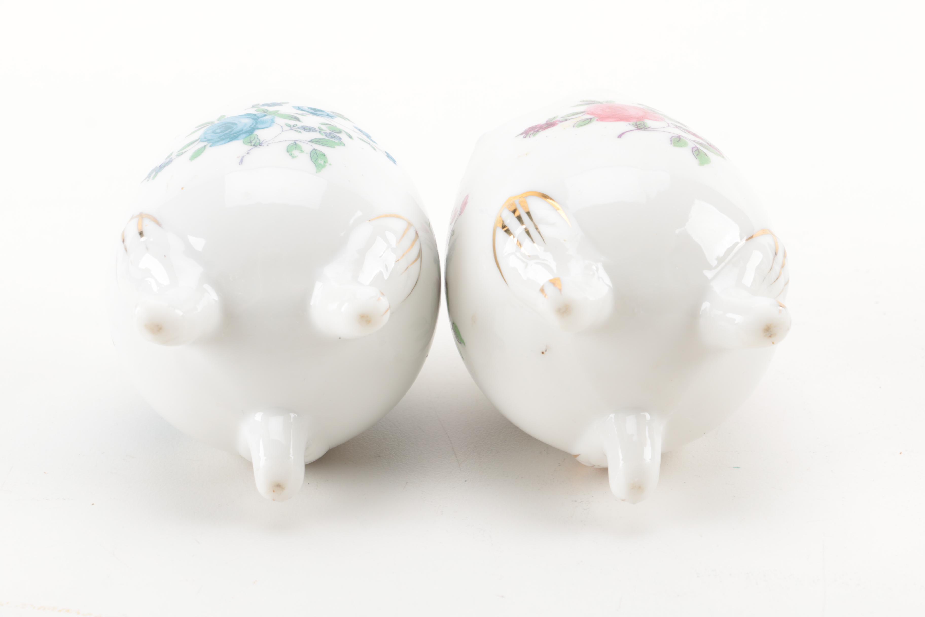 Hand Painted Porcelain Egg Shaped Decor