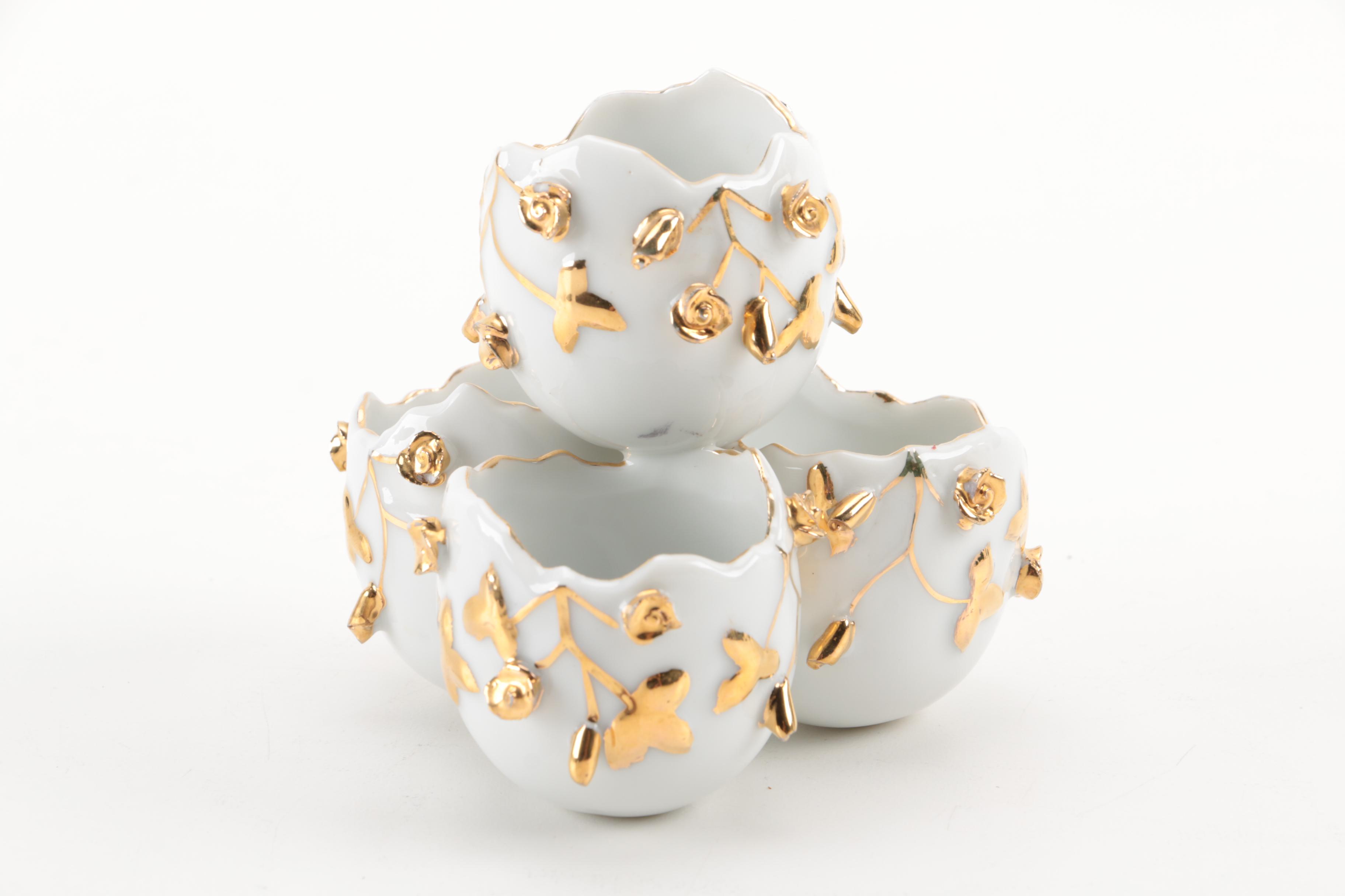 Hand Painted Porcelain Egg Shaped Decor