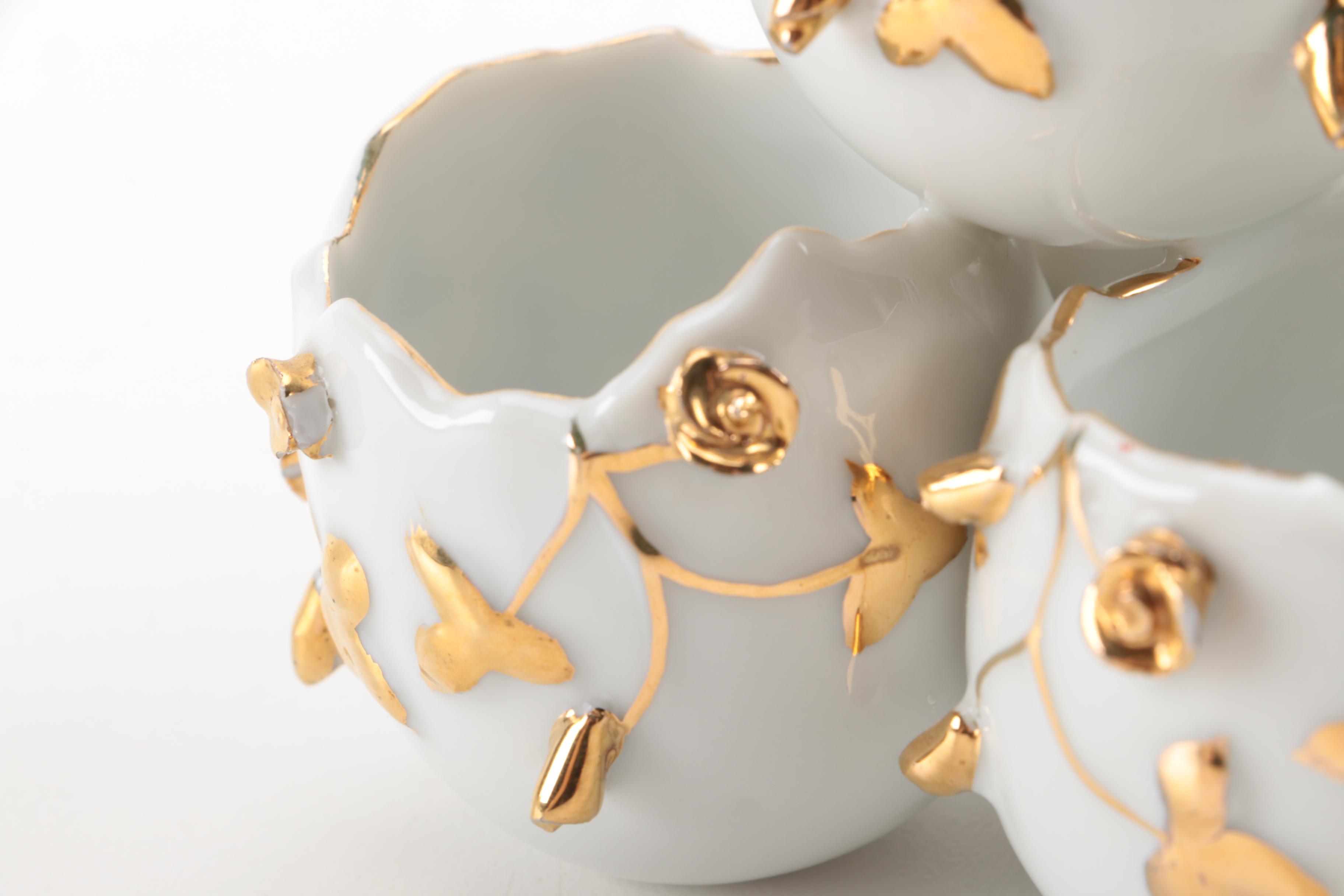 Hand Painted Porcelain Egg Shaped Decor