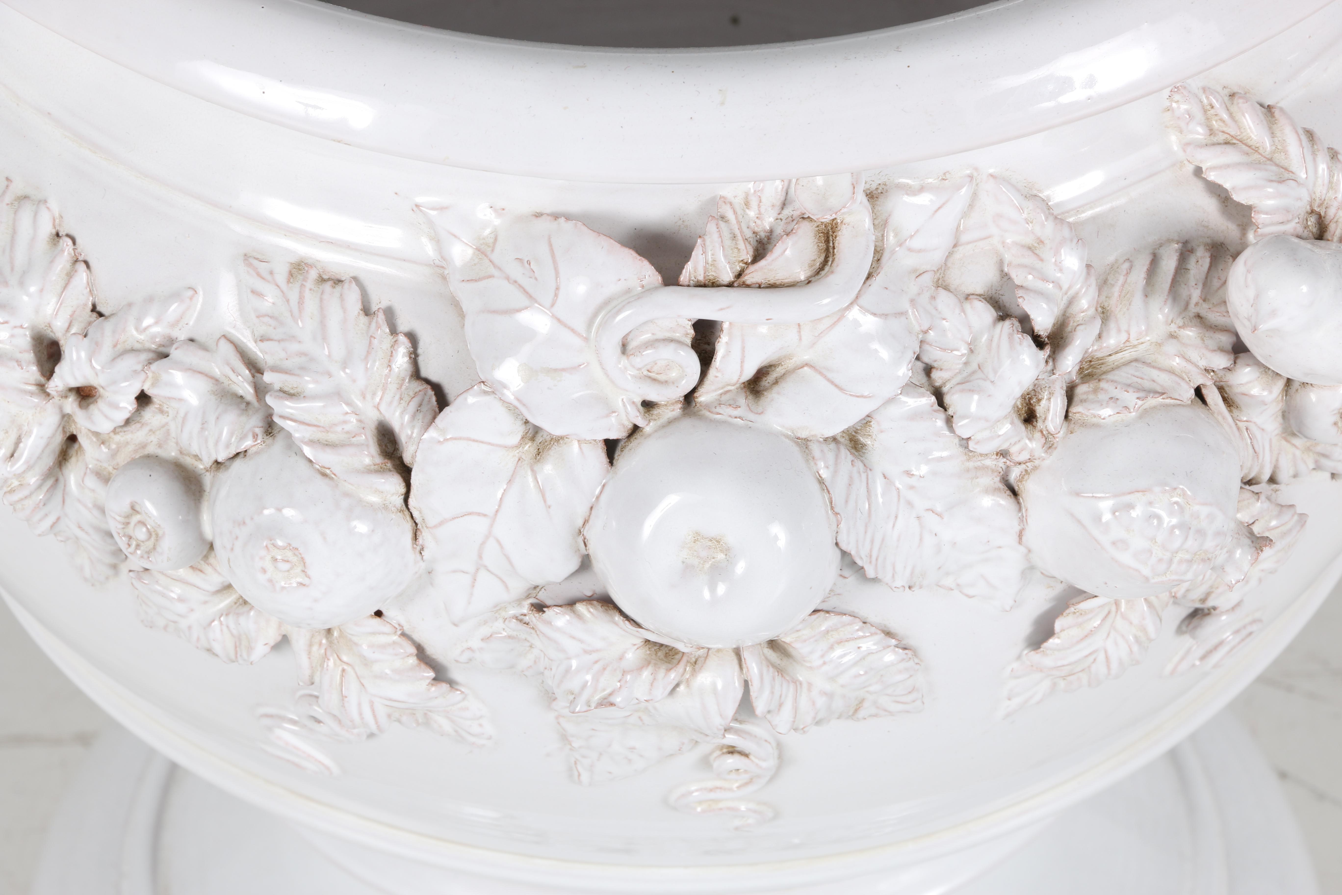 Set of Glazed White Ceramic Planters