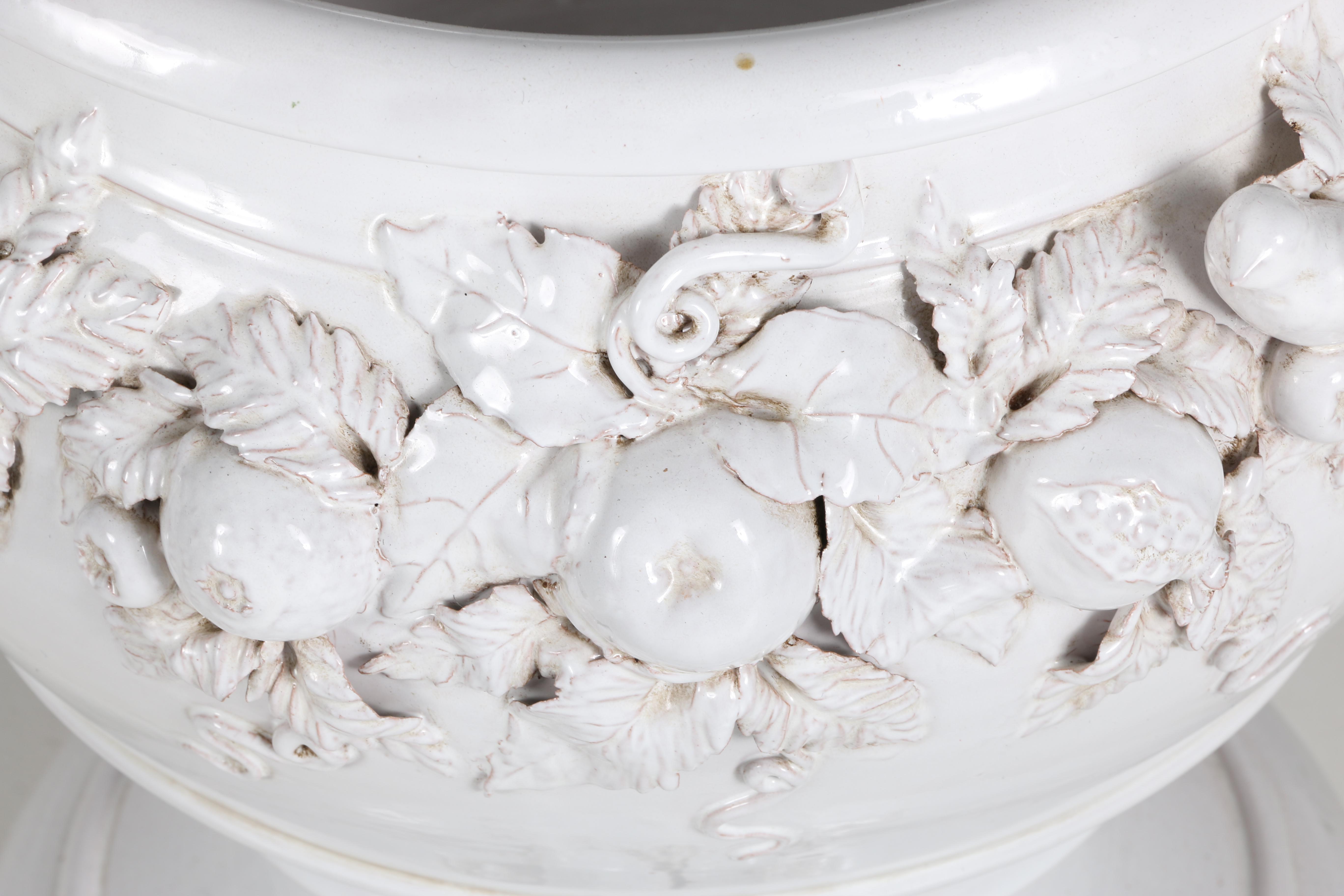 Set of Glazed White Ceramic Planters