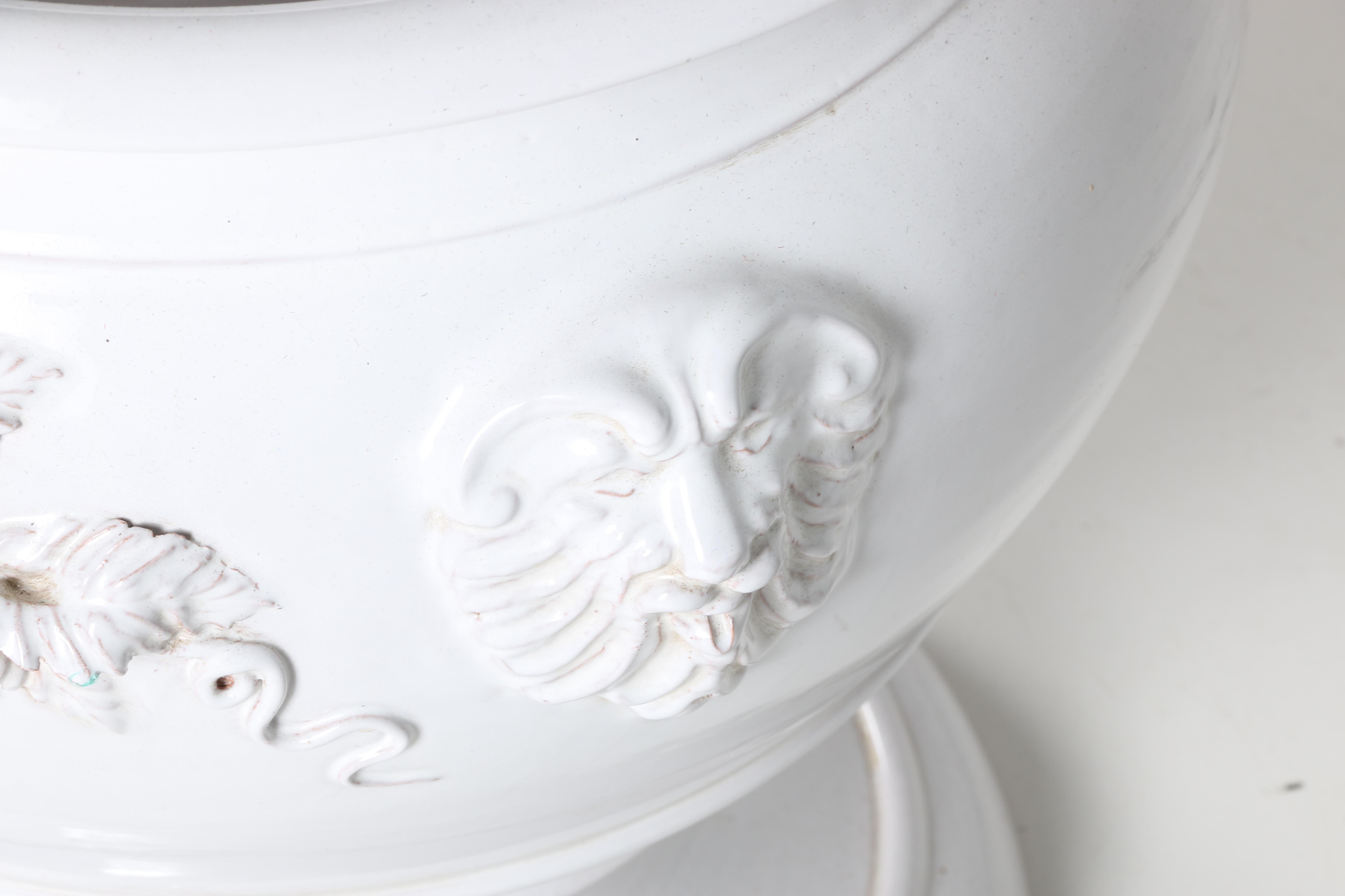 Set of Glazed White Ceramic Planters