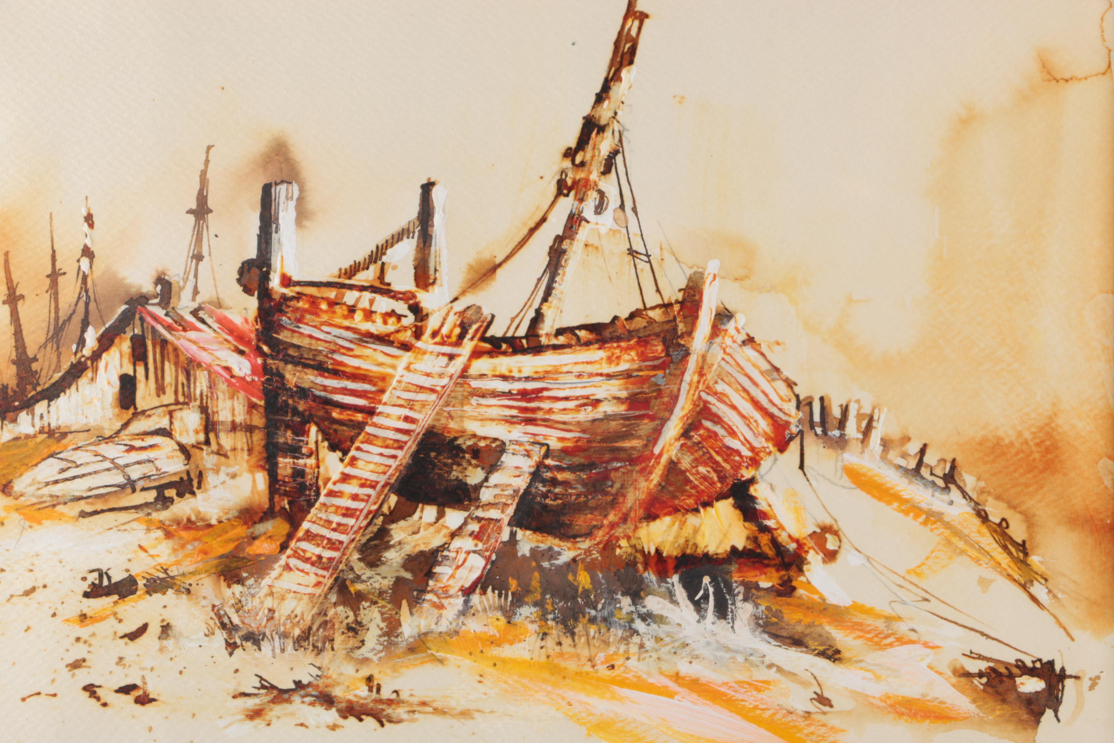 Acrylic Ship Painting on Paper