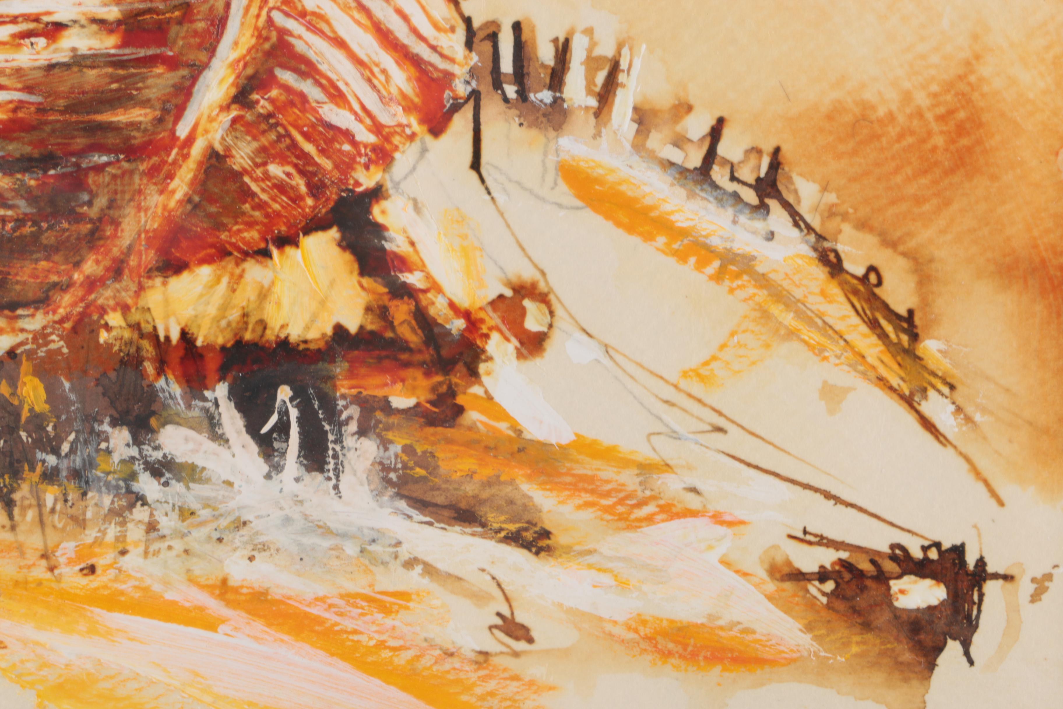 Acrylic Ship Painting on Paper