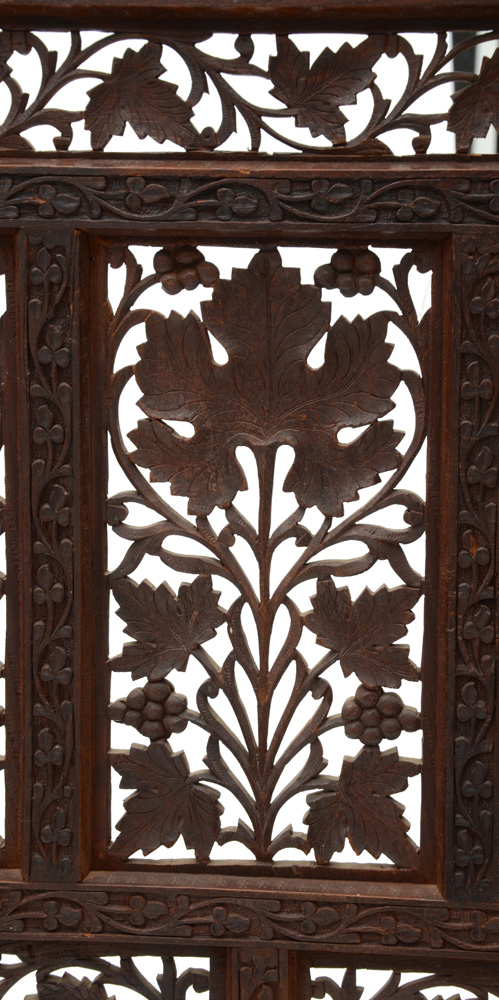Hand-Carved Wood Screen Room Divider