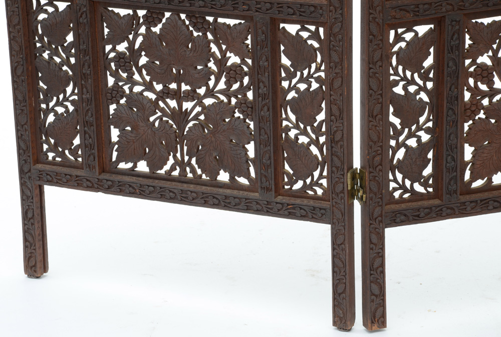 Hand-Carved Wood Screen Room Divider