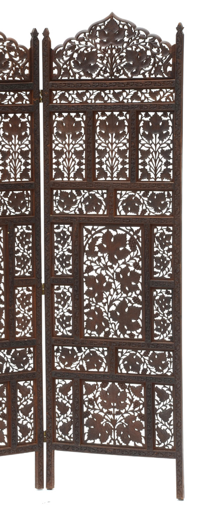 Hand-Carved Wood Screen Room Divider