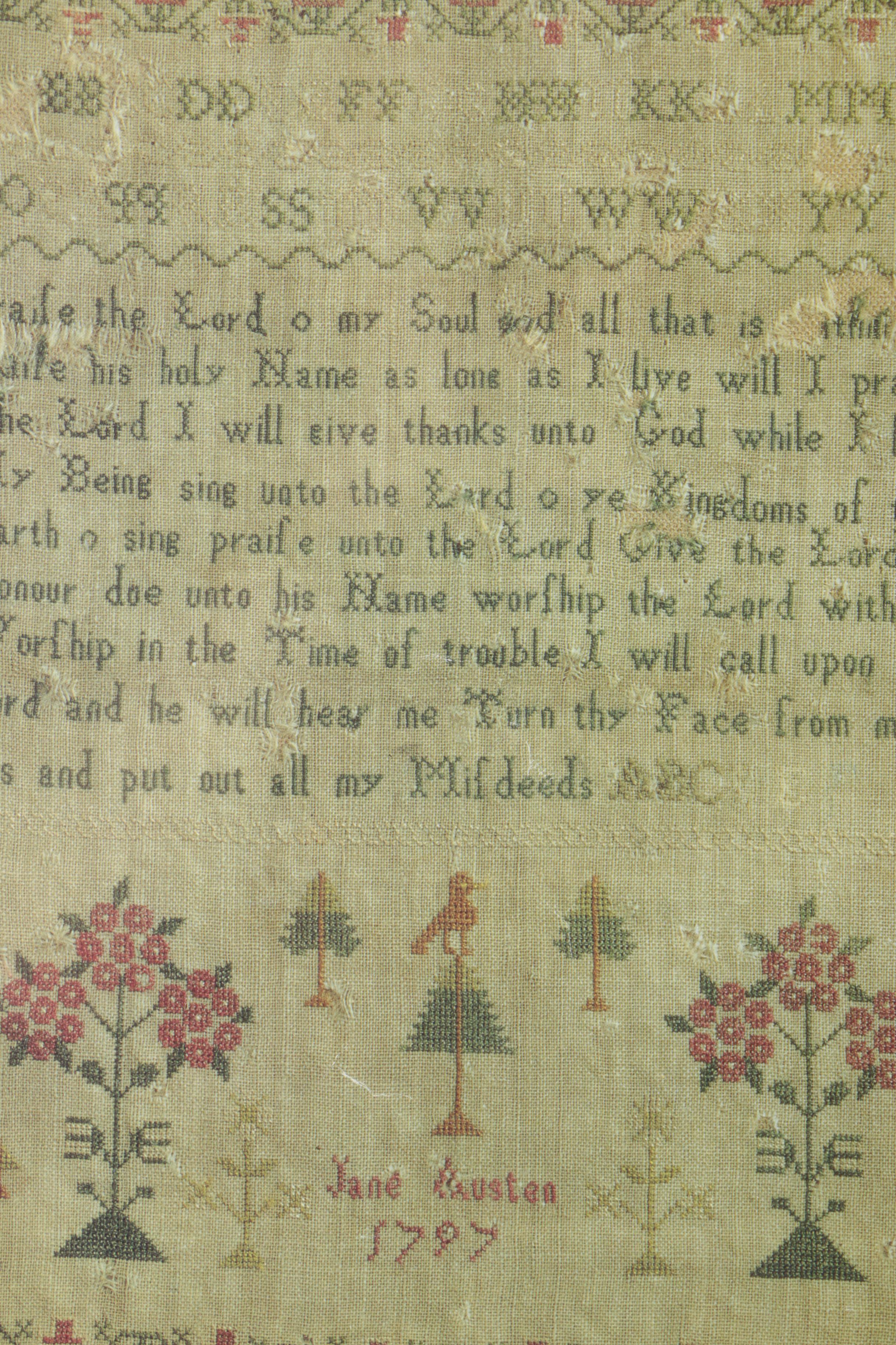 Offset Lithograph After Jane Austen Cross Stitch Sampler