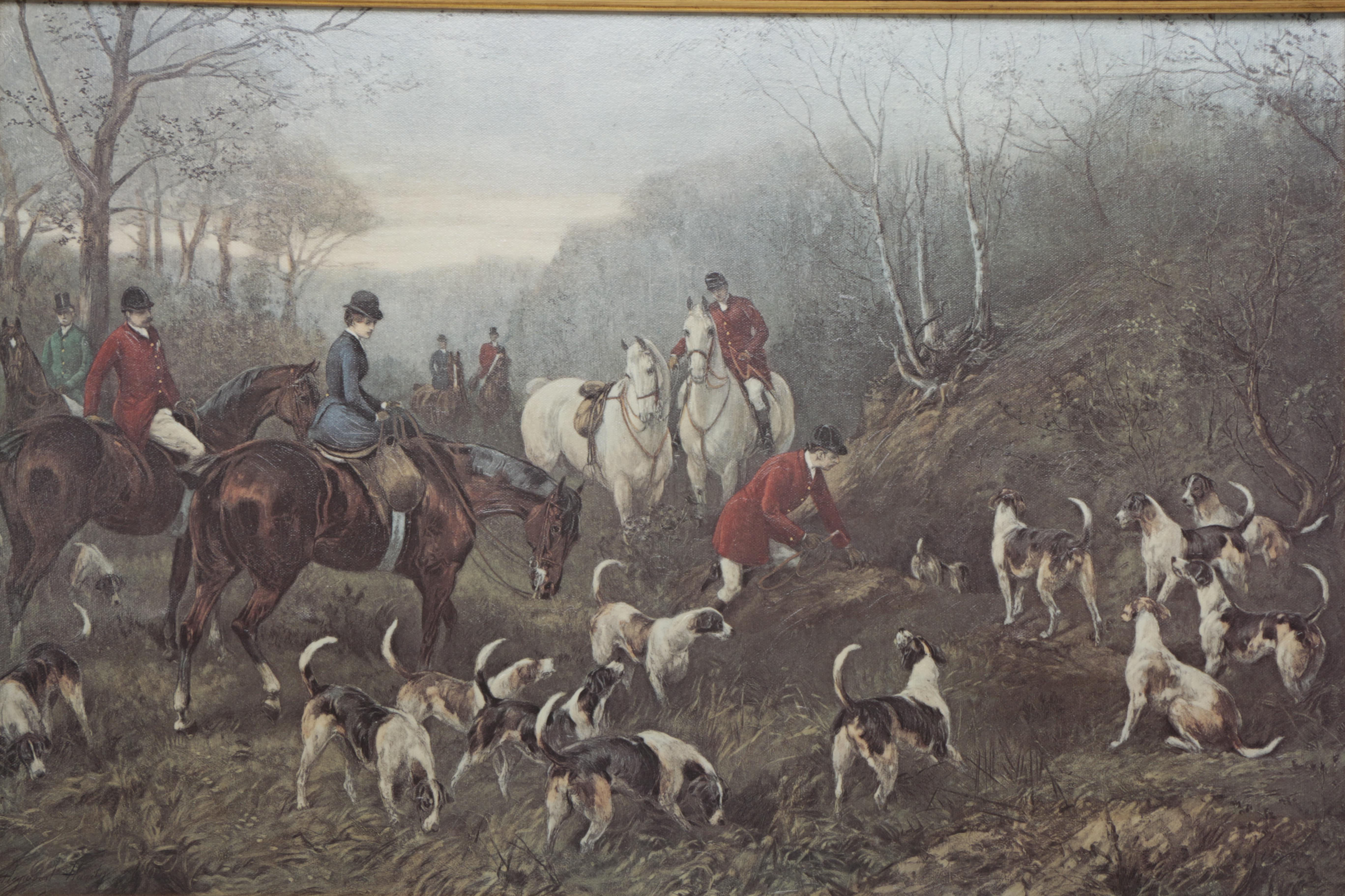 After Heywood Hardy Offset Lithograph On Canvas "Run to Earth"