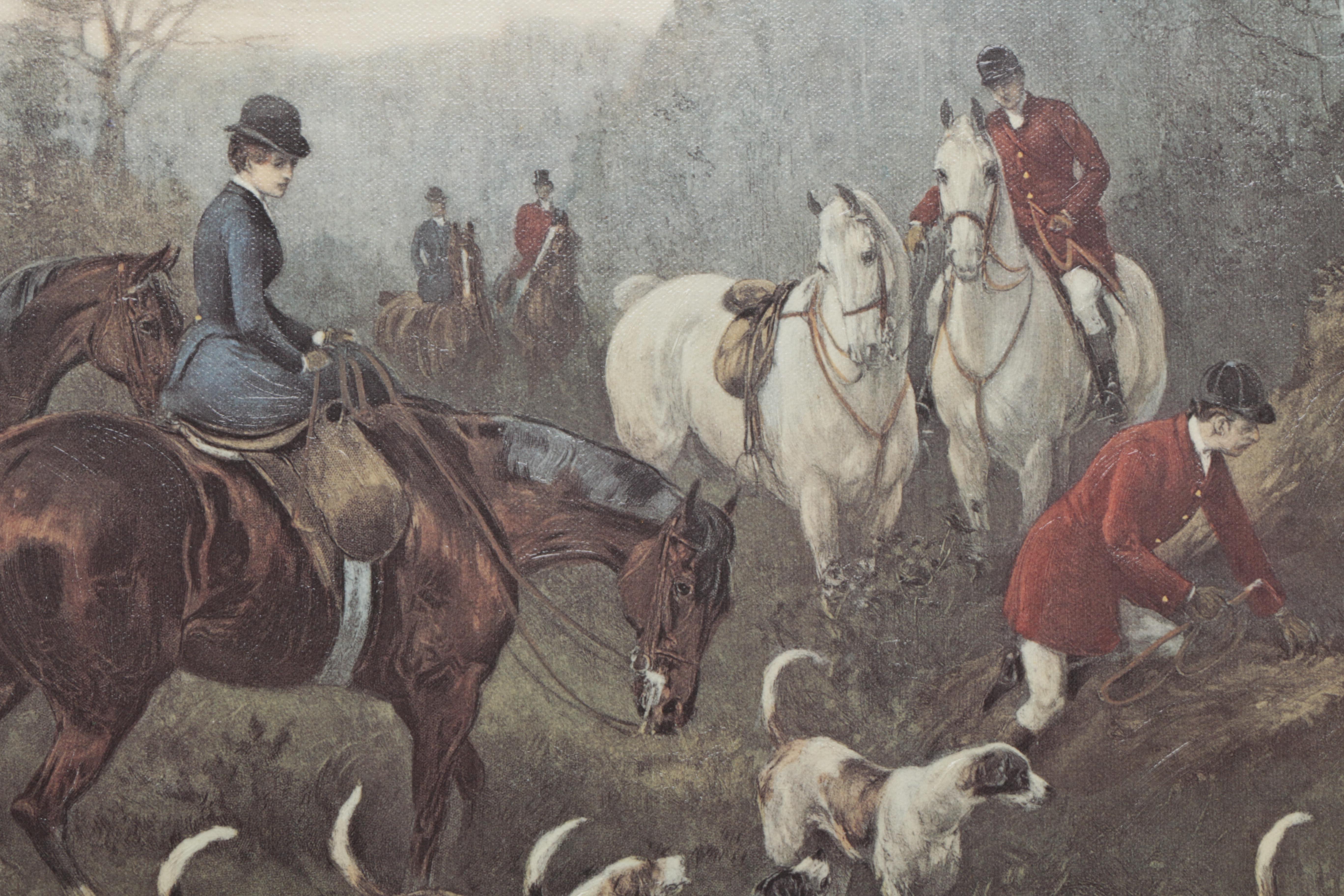 After Heywood Hardy Offset Lithograph On Canvas "Run to Earth"