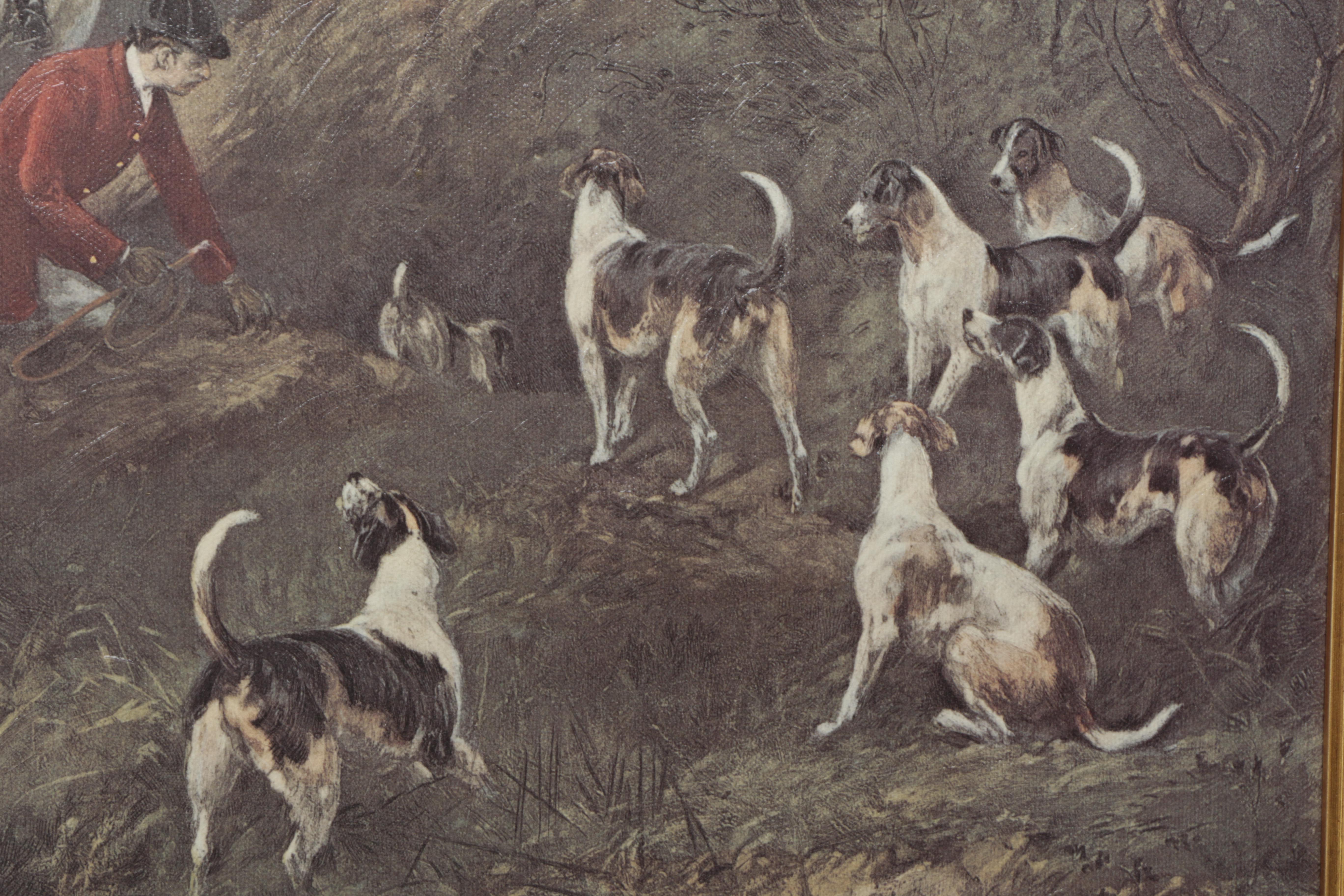 After Heywood Hardy Offset Lithograph On Canvas "Run to Earth"