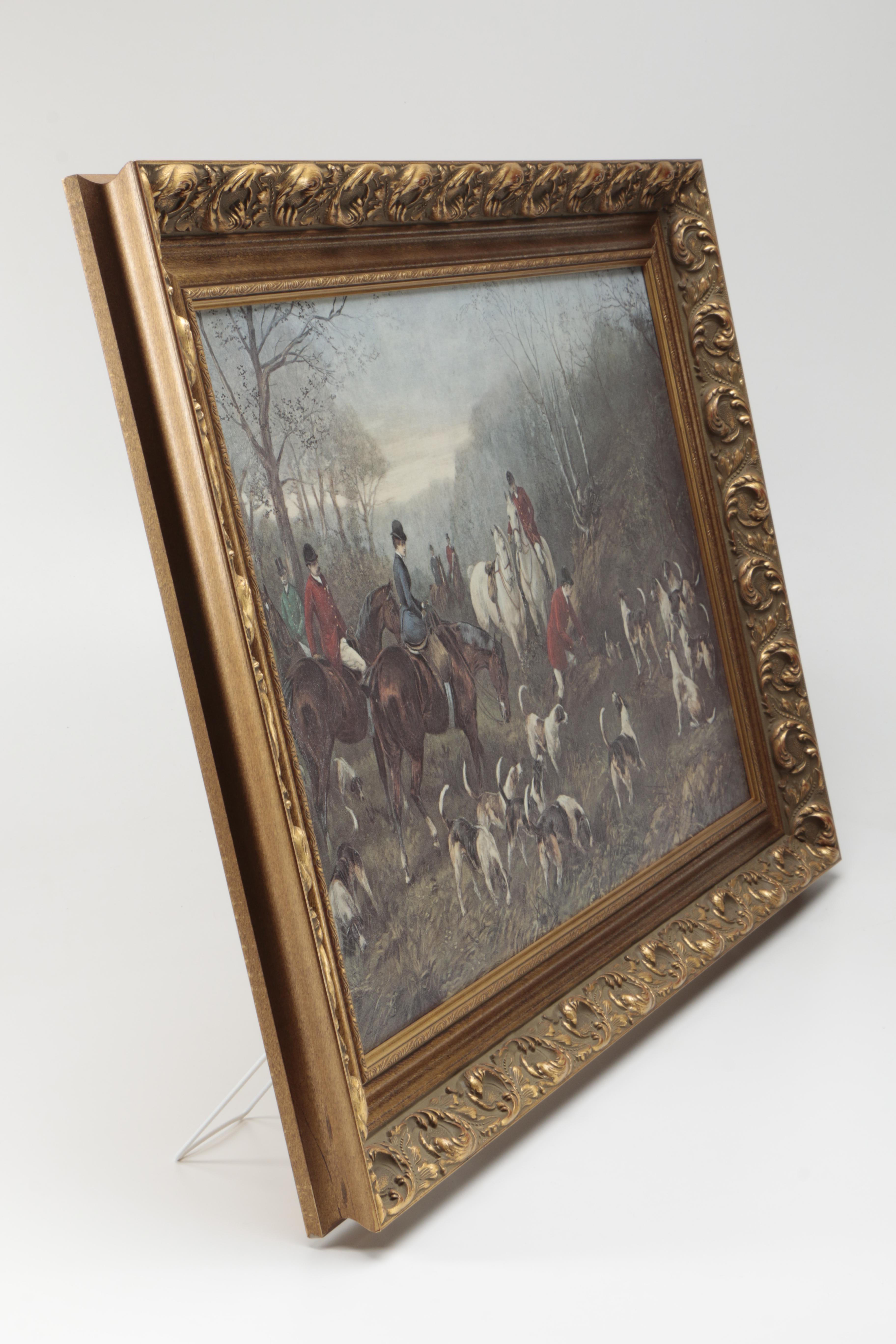 After Heywood Hardy Offset Lithograph On Canvas "Run to Earth"