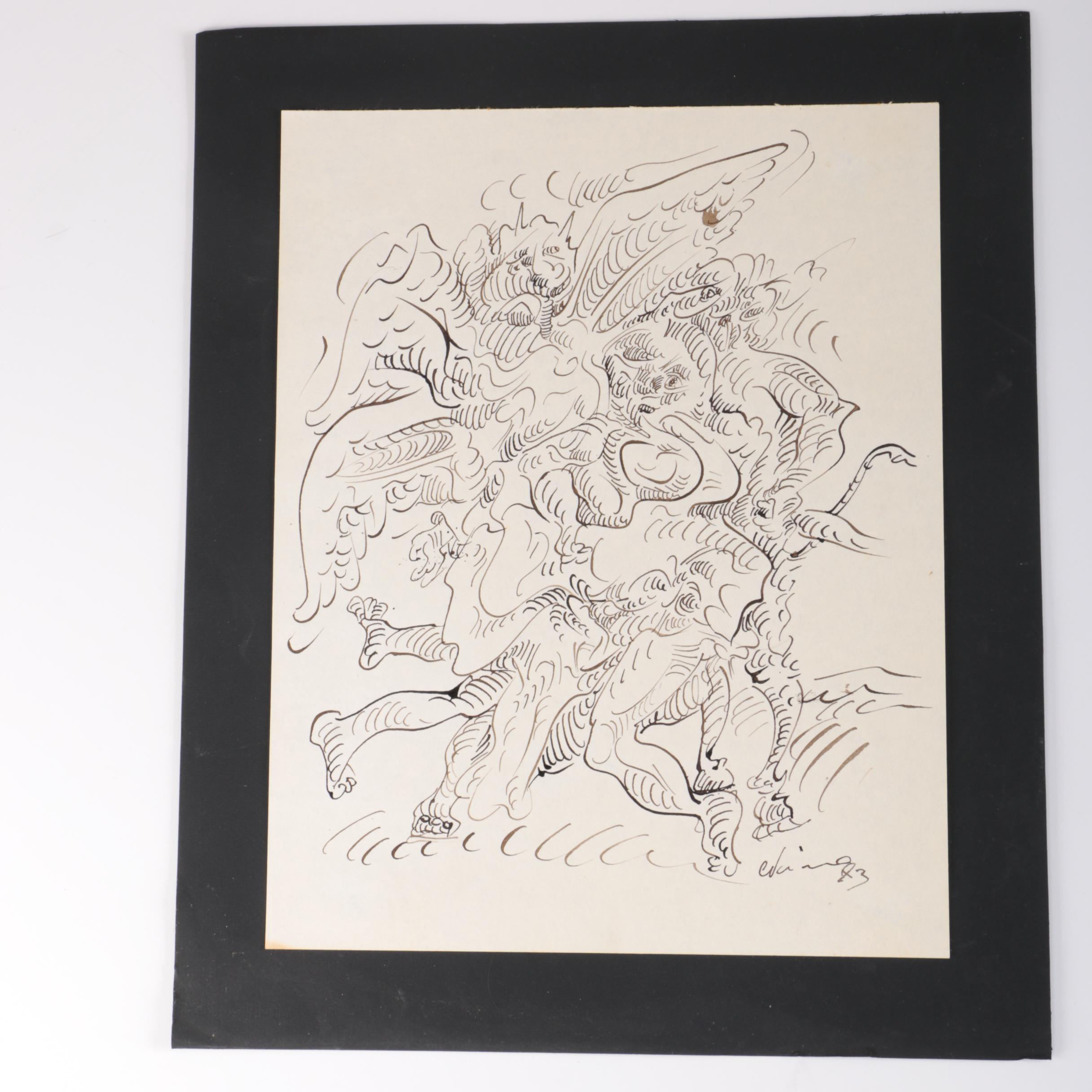 Collection of Pen, Graphite, and Ink Illustrations Featuring Sam Cady