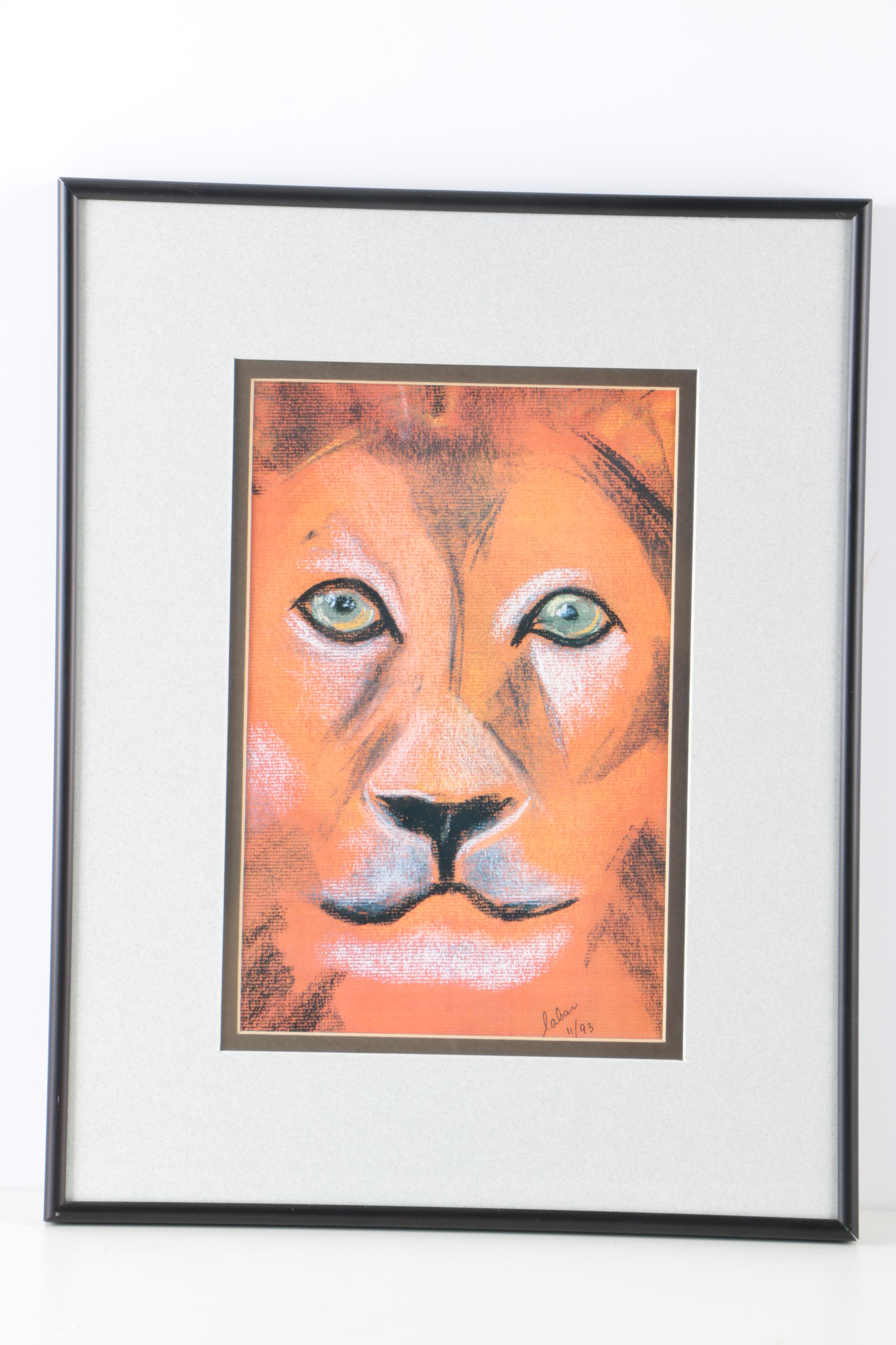 Labar Giclee Prints After Pastel Drawings of a Lion and Wolf