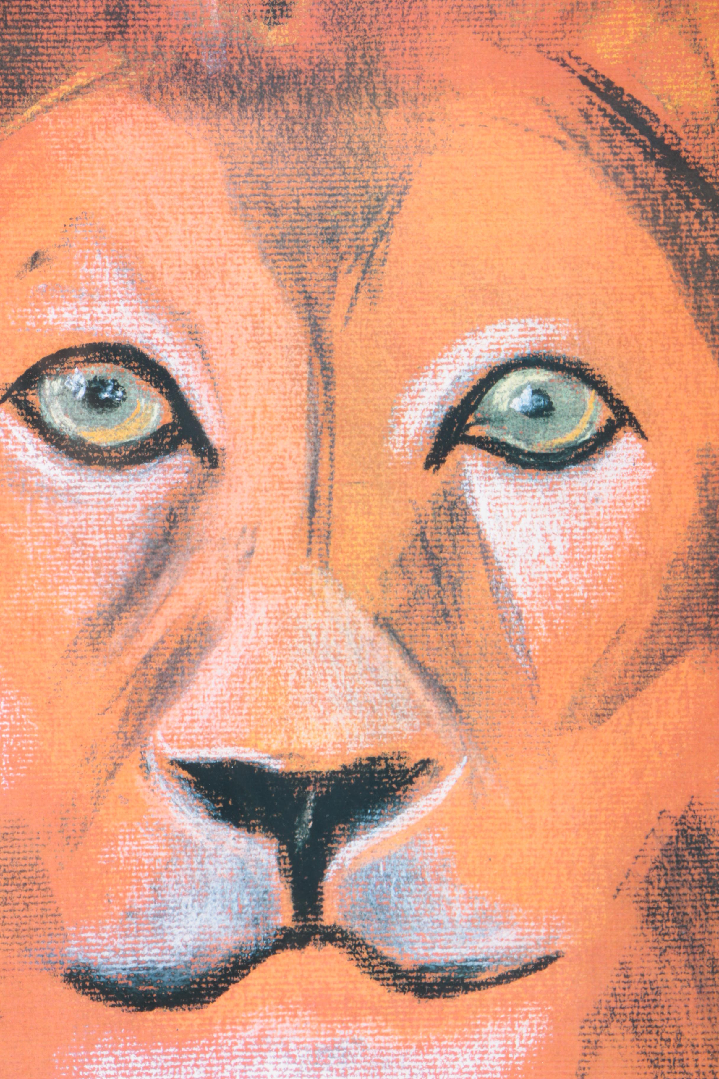 Labar Giclee Prints After Pastel Drawings of a Lion and Wolf