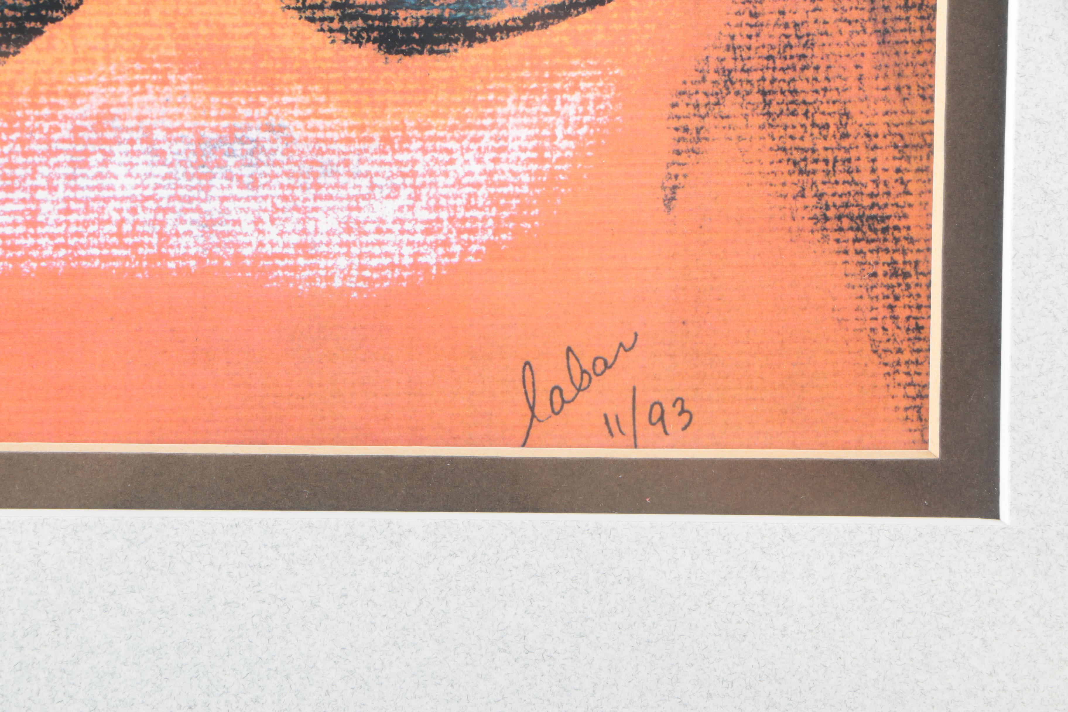 Labar Giclee Prints After Pastel Drawings of a Lion and Wolf