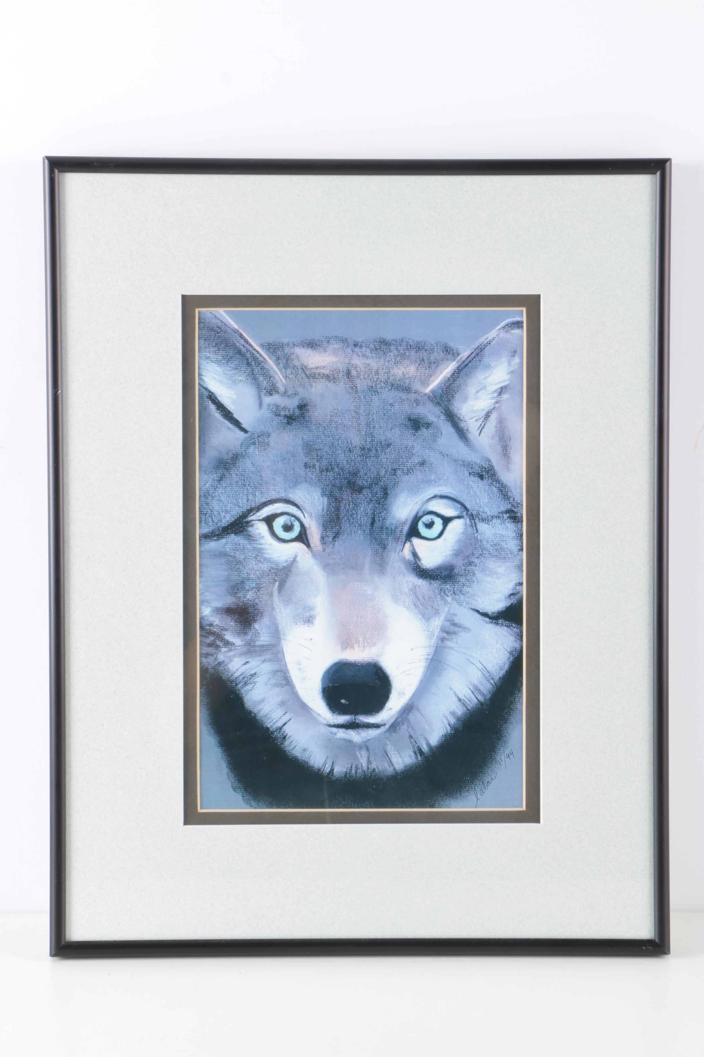 Labar Giclee Prints After Pastel Drawings of a Lion and Wolf