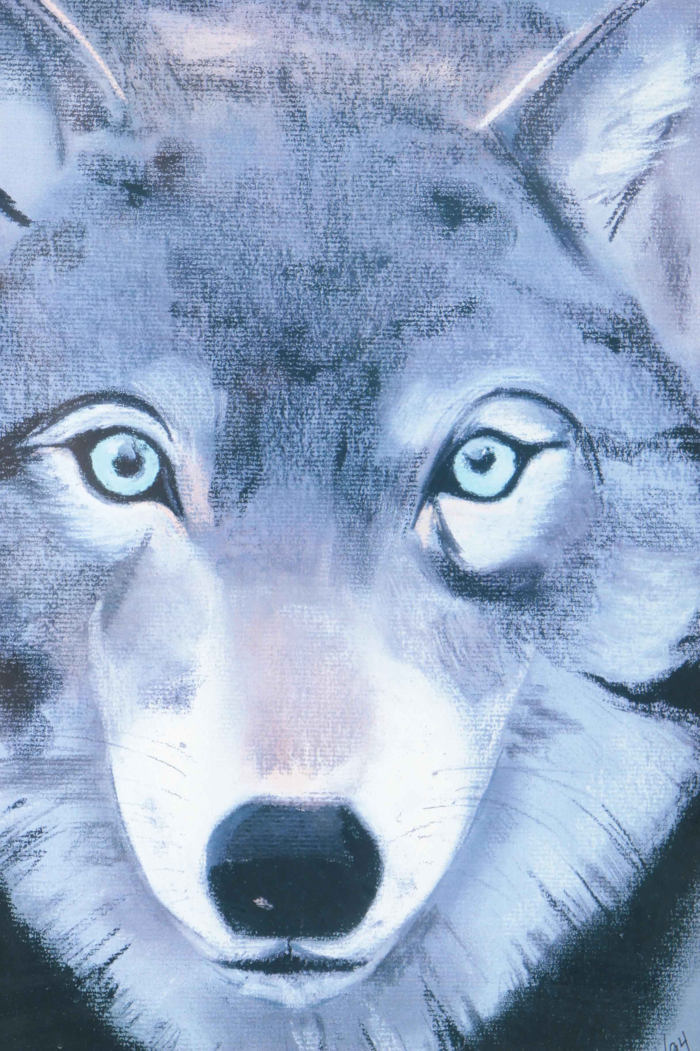 Labar Giclee Prints After Pastel Drawings of a Lion and Wolf
