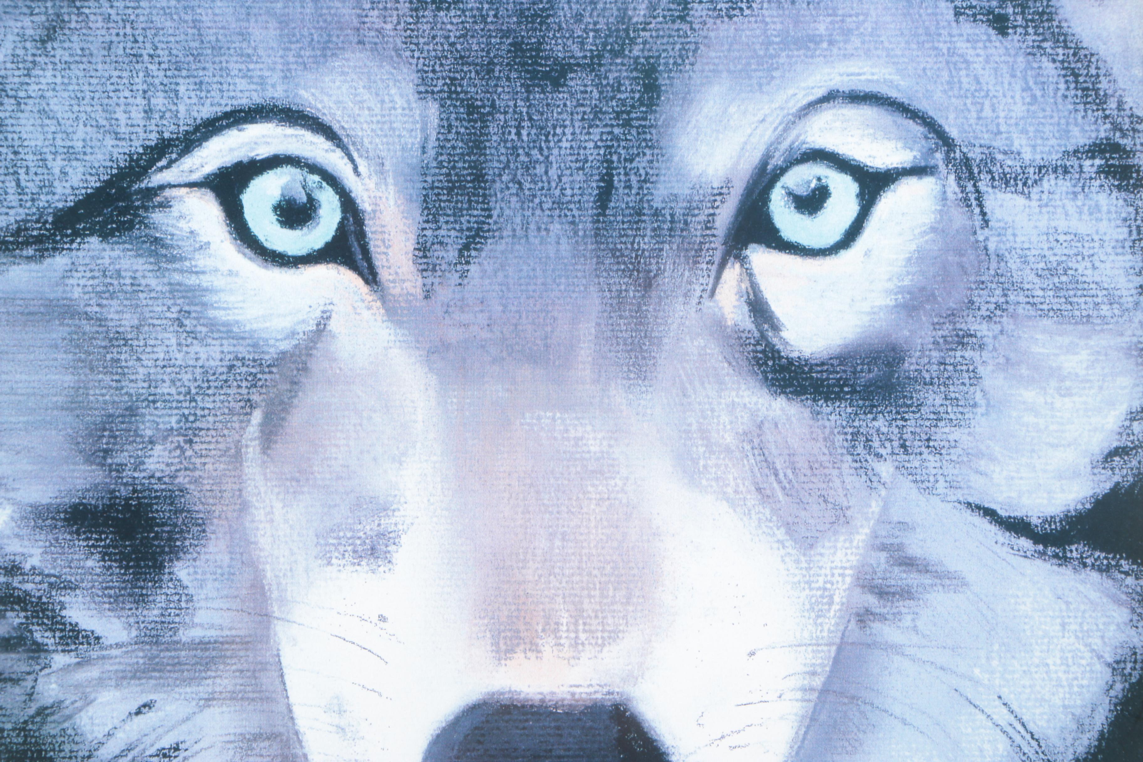 Labar Giclee Prints After Pastel Drawings of a Lion and Wolf