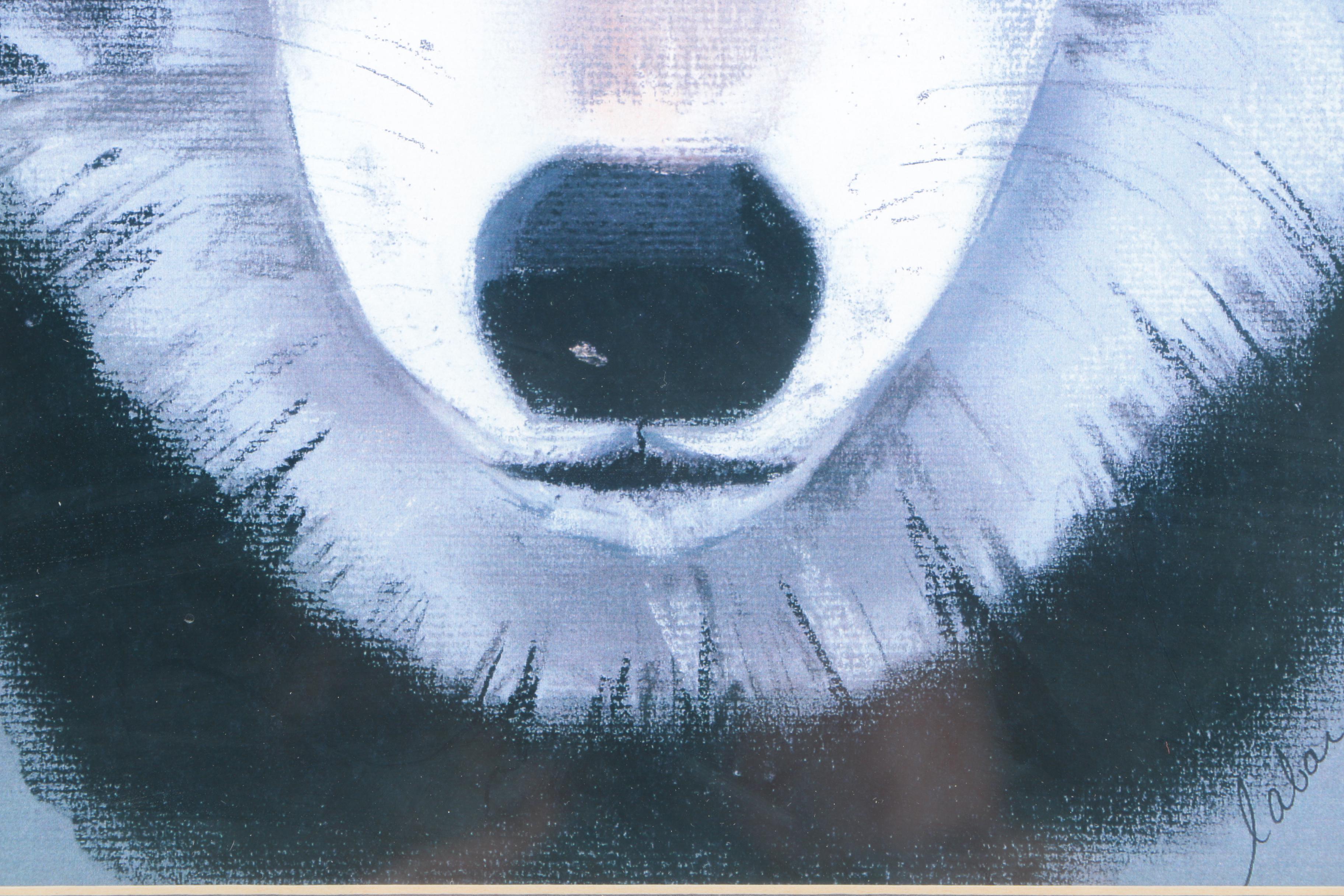 Labar Giclee Prints After Pastel Drawings of a Lion and Wolf