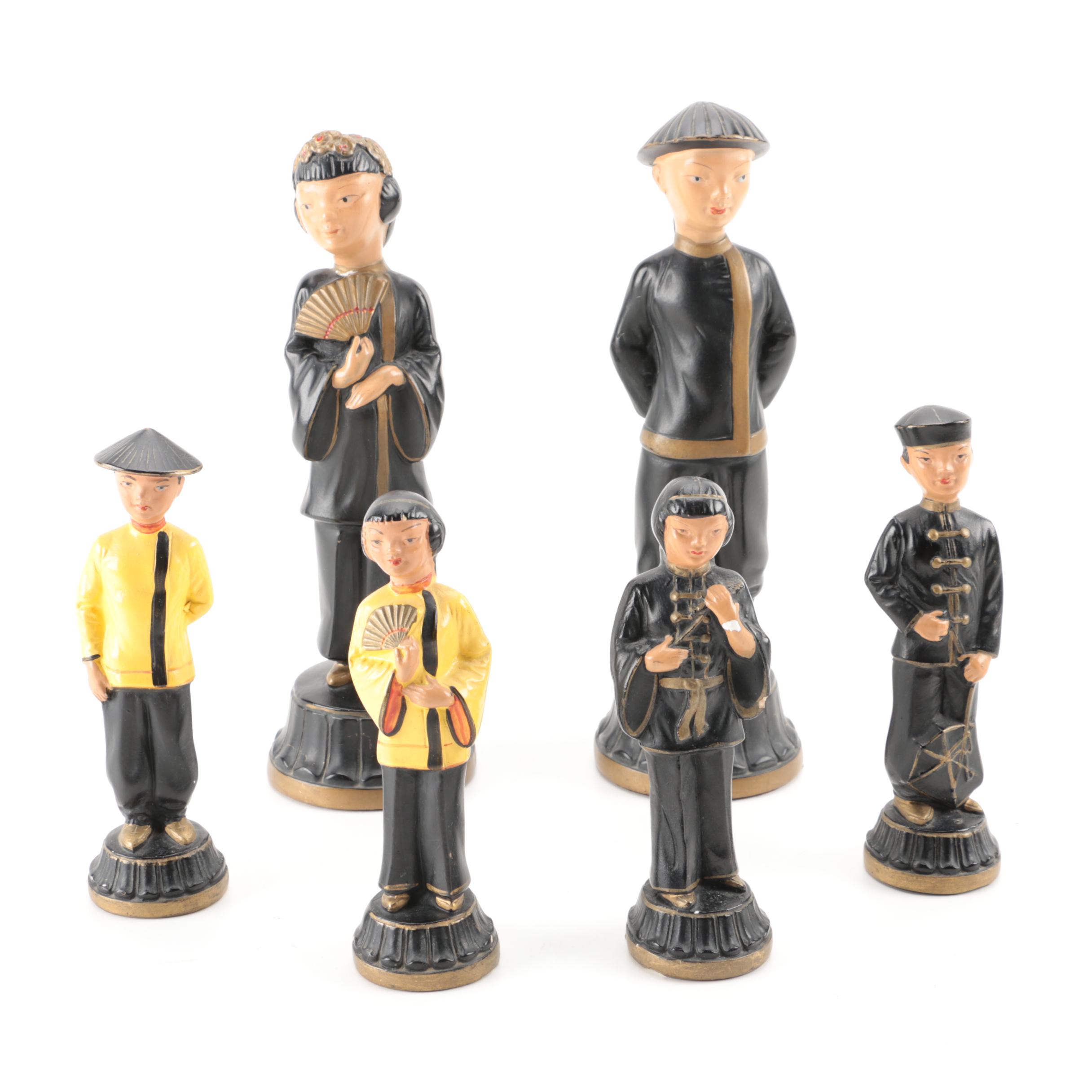 Vintage Chinese Chalkware Figurines by Alexander Backer Co. USA