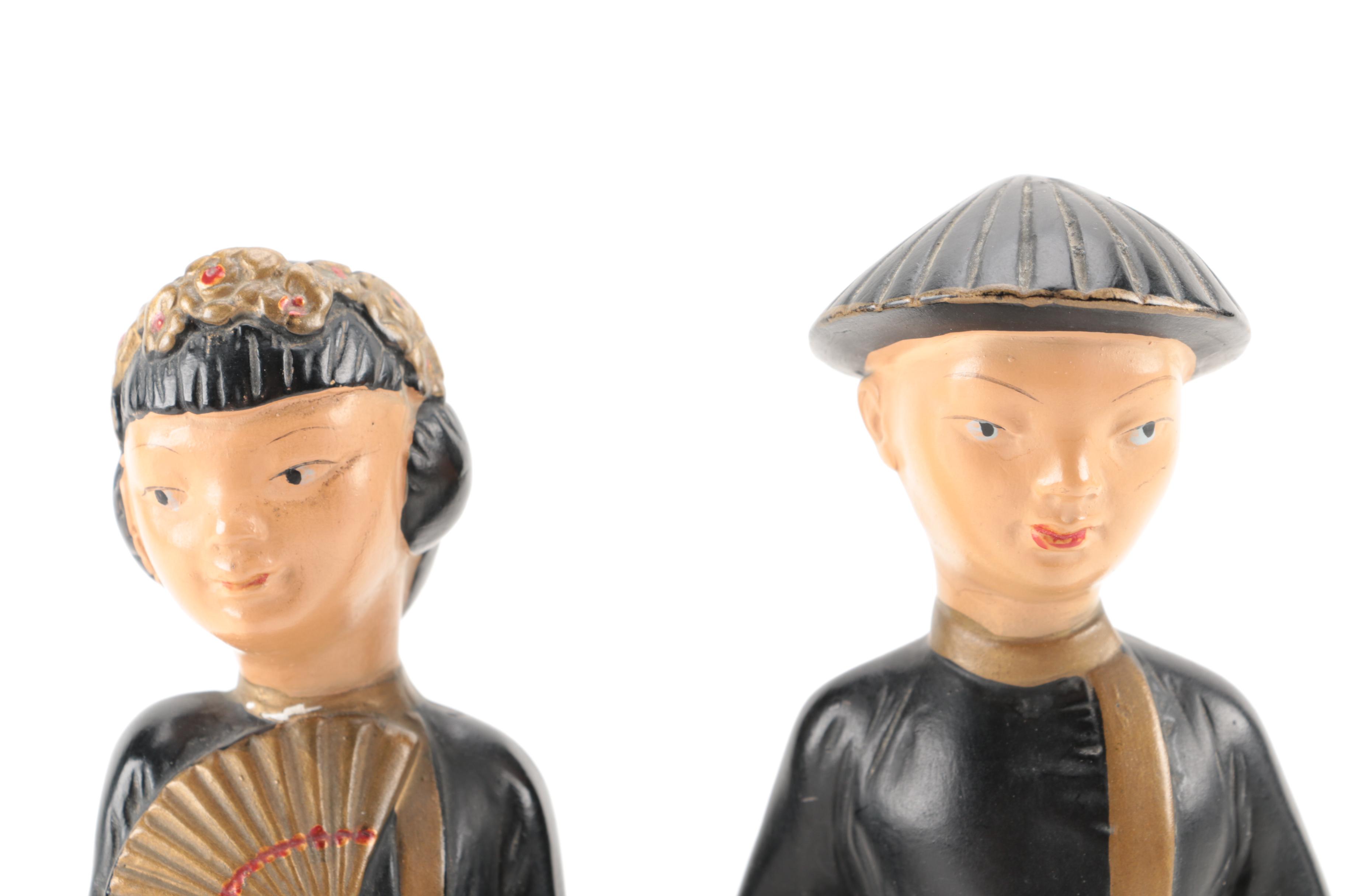 Vintage Chinese Chalkware Figurines by Alexander Backer Co. USA