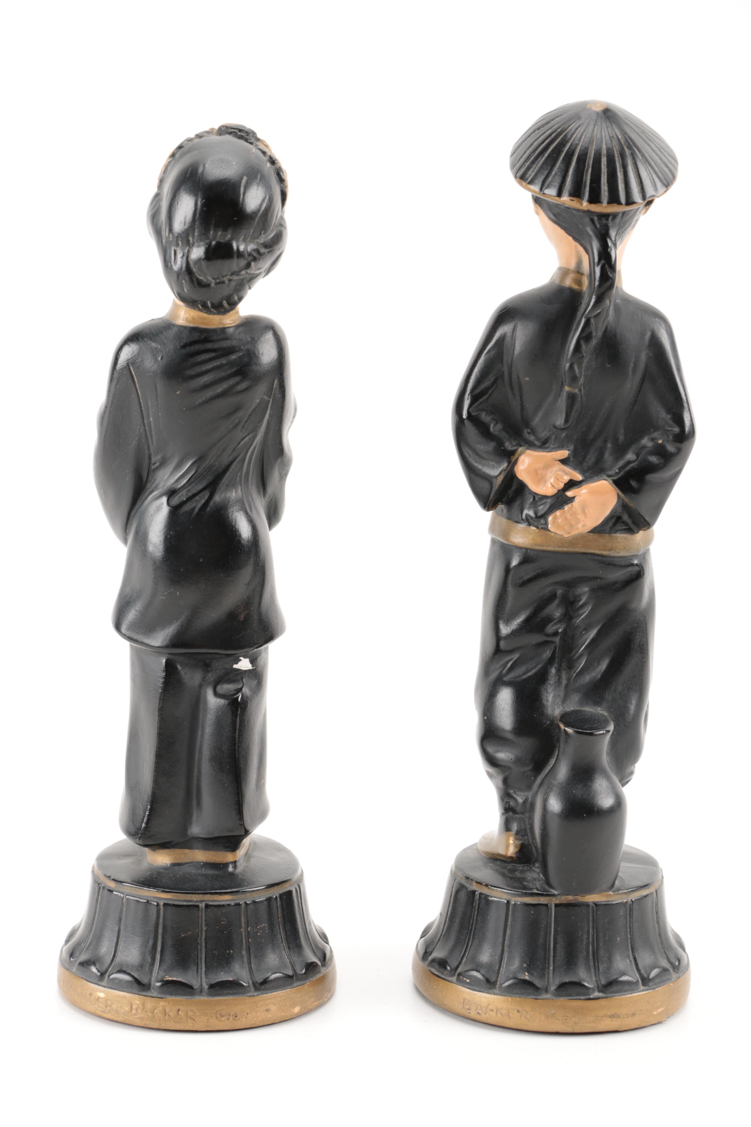 Vintage Chinese Chalkware Figurines by Alexander Backer Co. USA