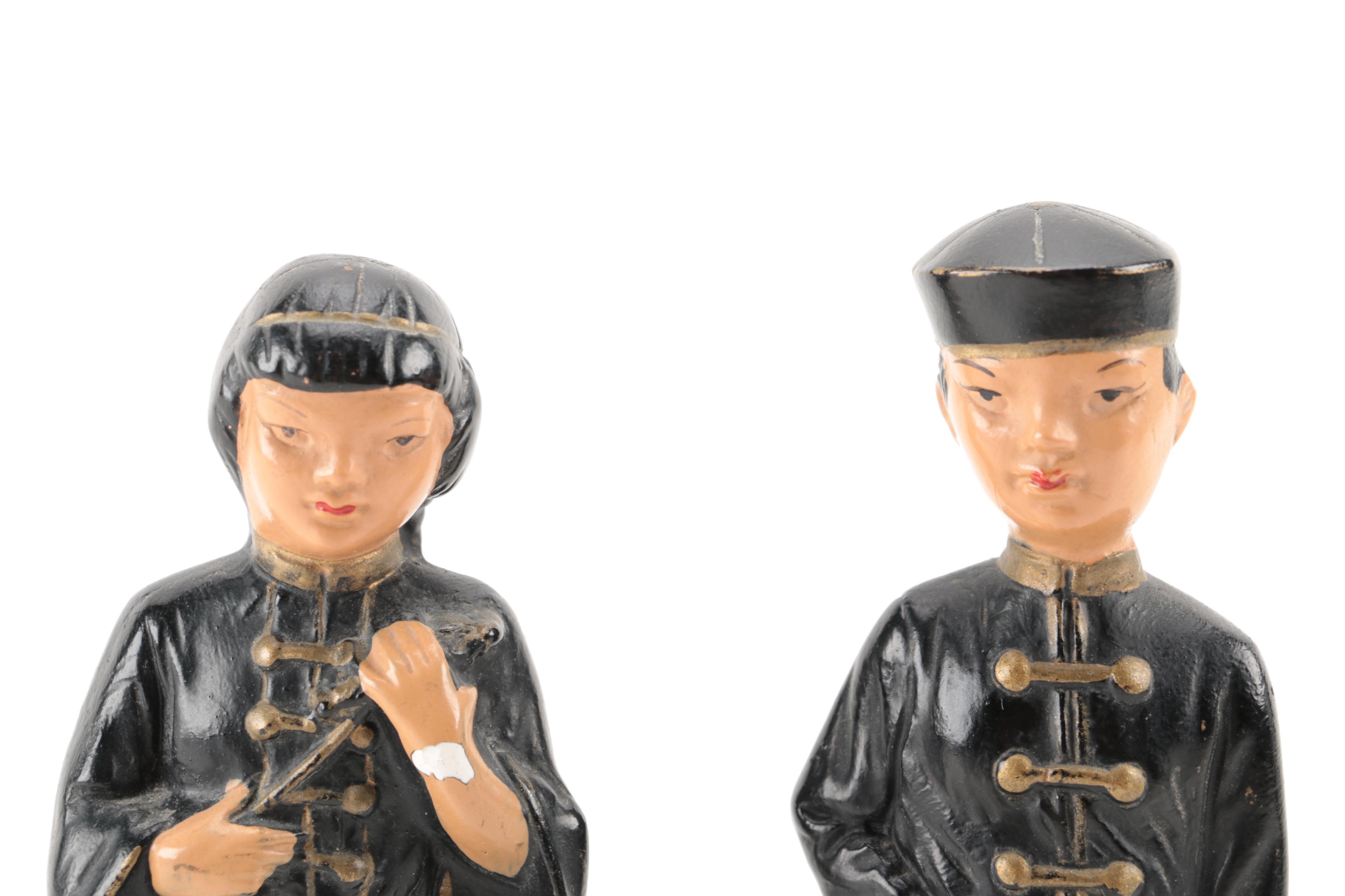 Vintage Chinese Chalkware Figurines by Alexander Backer Co. USA