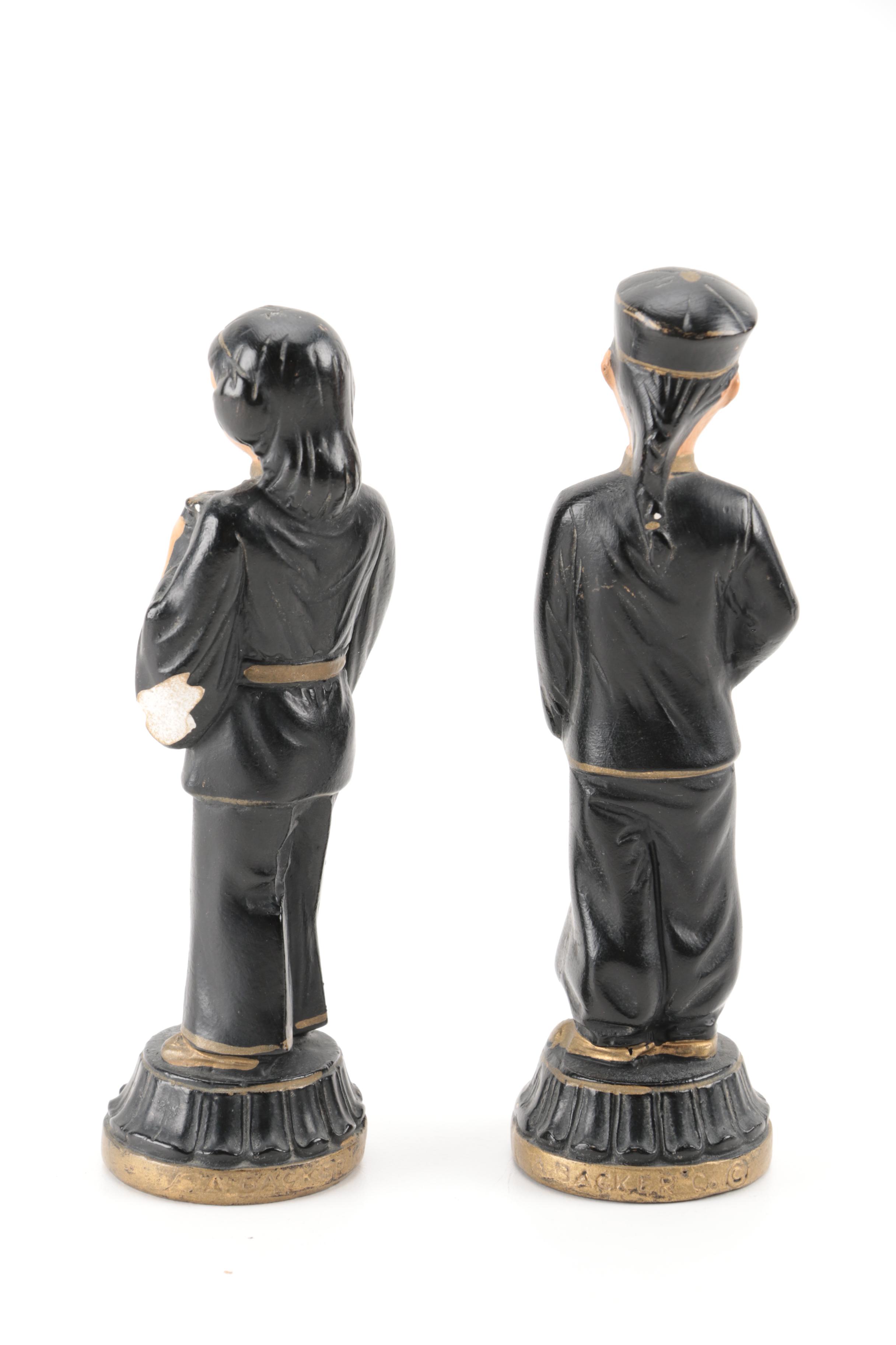 Vintage Chinese Chalkware Figurines by Alexander Backer Co. USA